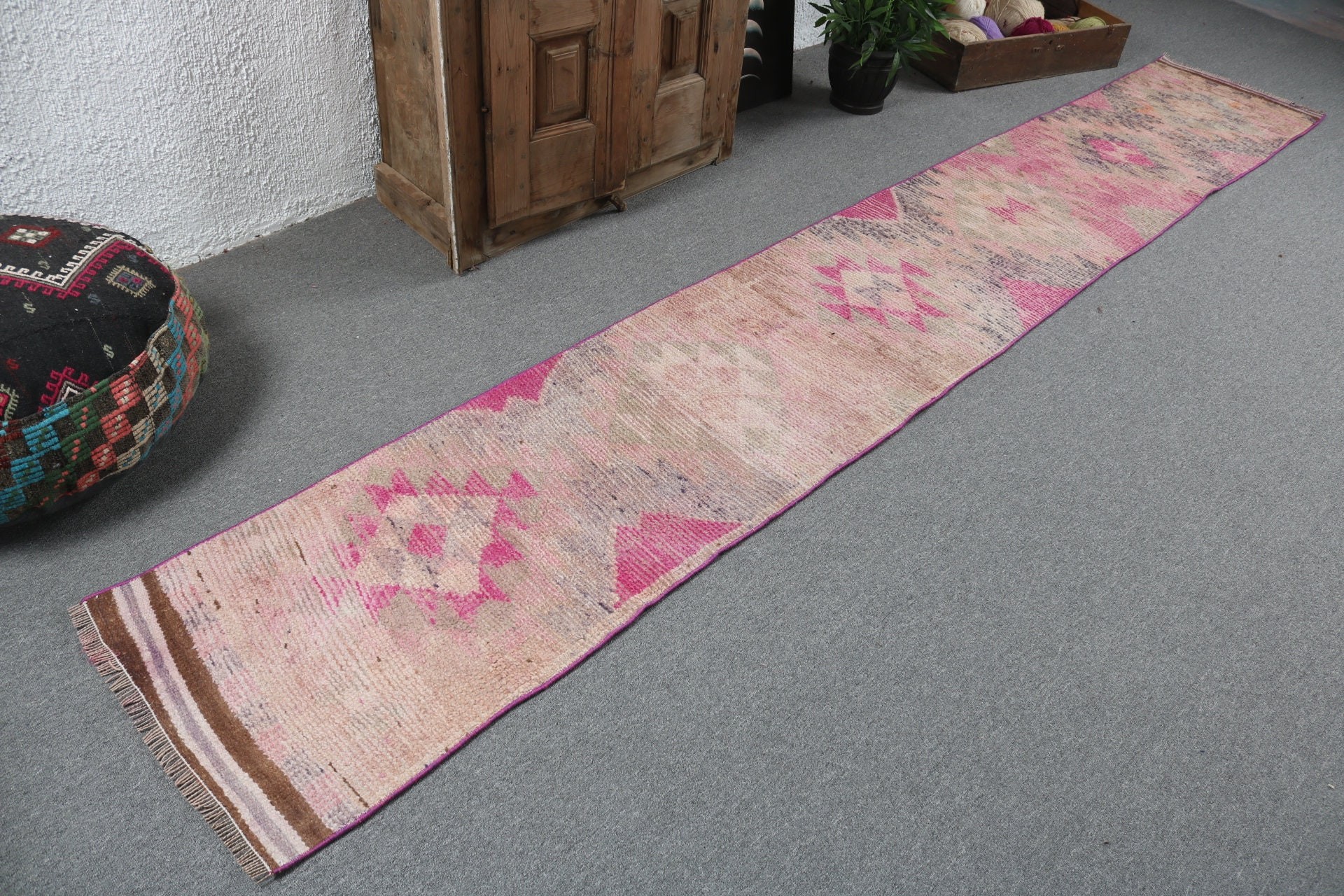 Antika Halılar, Turuncu Boho Halılar, Merdiven Halısı, Koridor Halısı, 1.9x12 ft Runner Halıları, Bildiri Halısı, Vintage Halılar, Runner Halıları, Türk Halıları