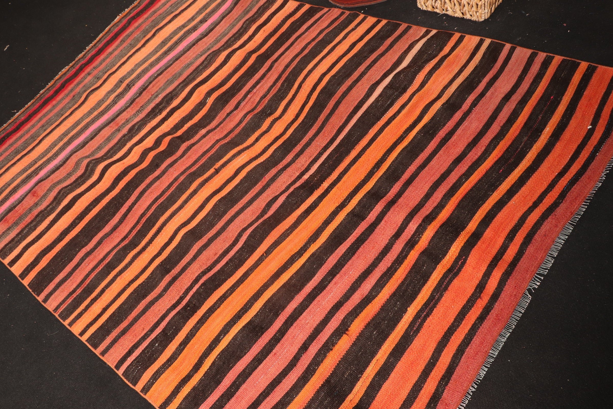 Anadolu Halısı, Kilim, Türk Halısı, Kahverengi 5.5x7.7 ft Büyük Halı, Yatak Odası Halısı, Yemek Odası Halısı, Fas Halısı, Vintage Halı