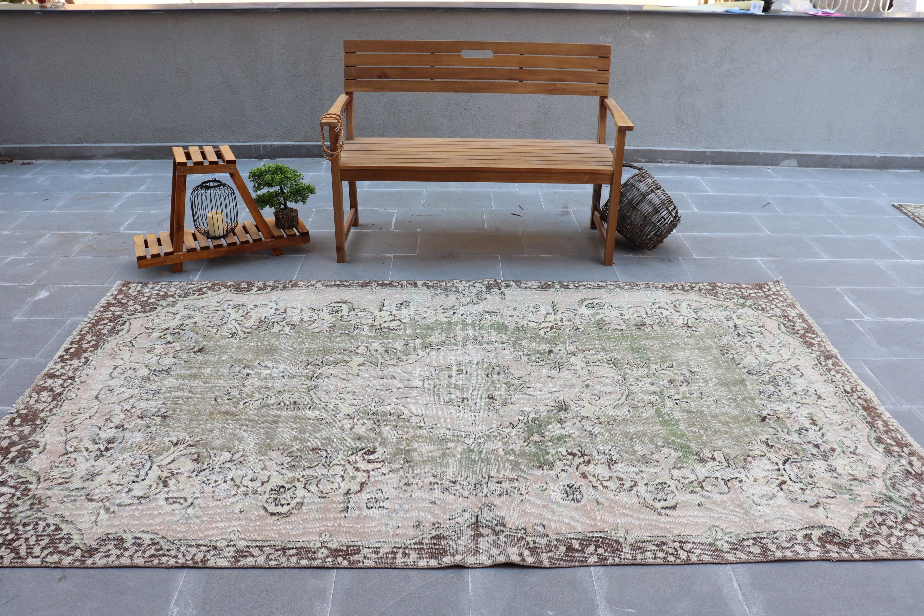 Living Room Rug, Oriental Rug, Bedroom Rug, Wool Rugs, Vintage Rug, Rugs for Salon, Brown Wool Rug, Turkish Rug, 5.2x9.3 ft Large Rug