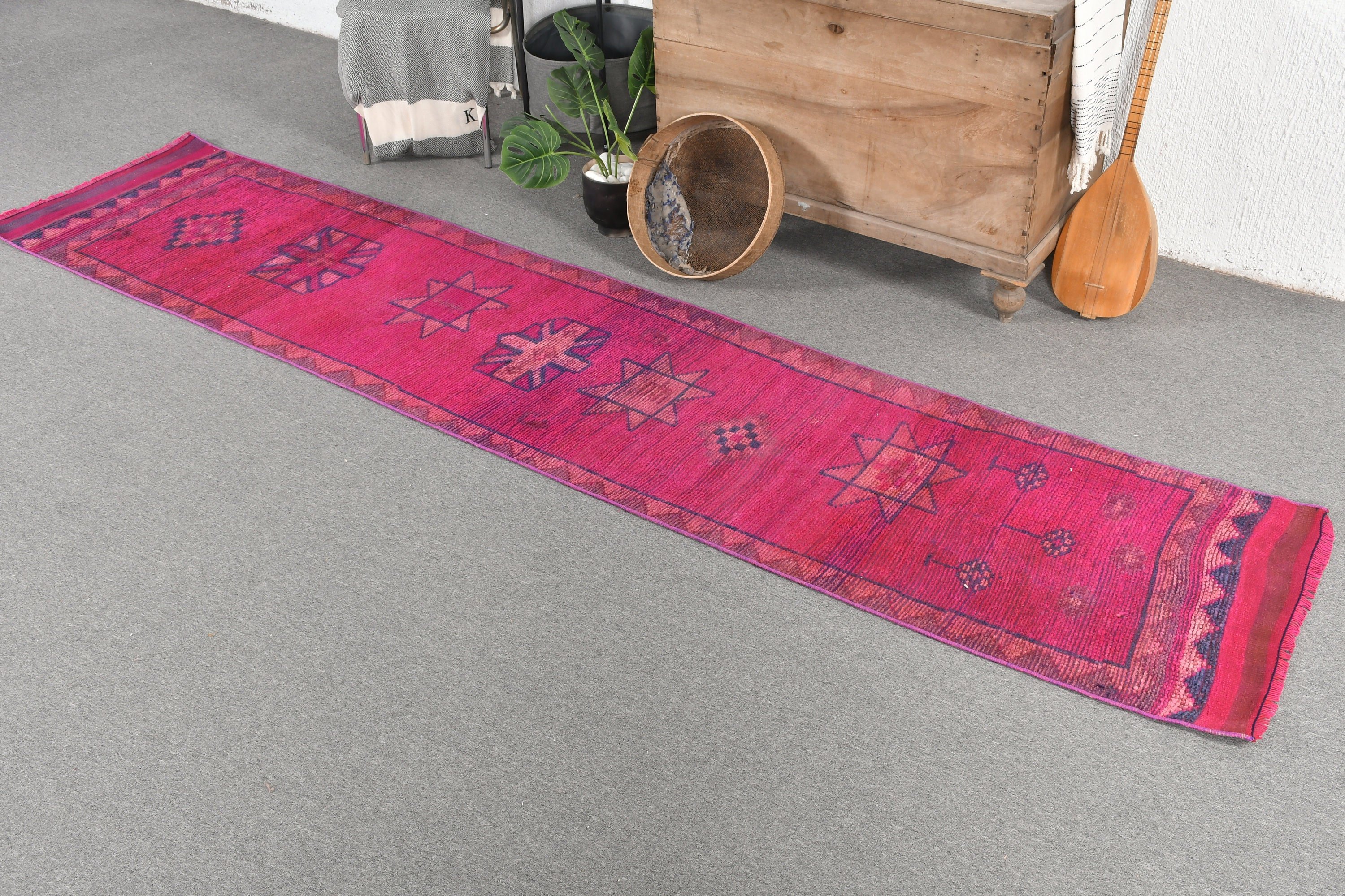 Purple Floor Rug, Stair Rug, Muted Rug, Turkish Rugs, Vintage Rugs, Anatolian Rug, Corridor Rugs, 2.3x10.7 ft Runner Rug