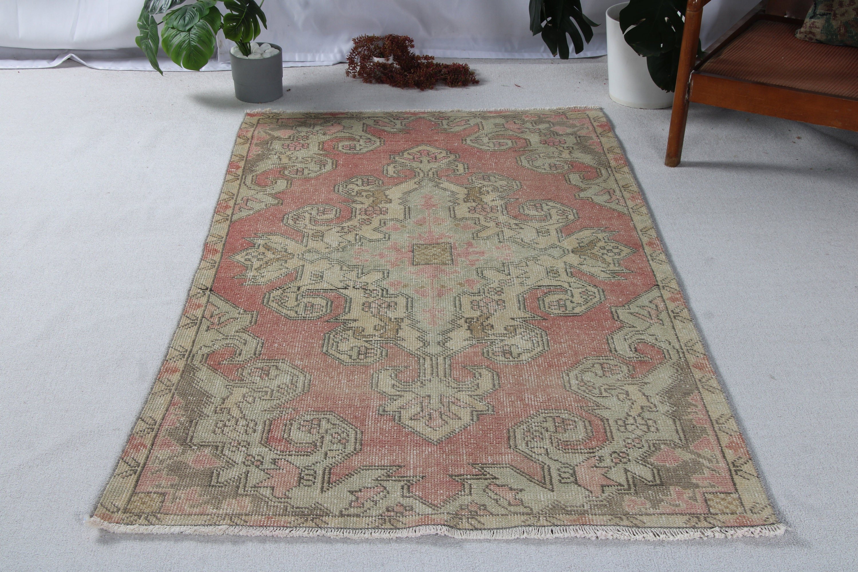 Oriental Rug, 3.7x6.3 ft Accent Rugs, Vintage Rug, Green Cool Rugs, Home Decor Rug, Turkish Rugs, Entry Rugs, Organic Rugs, Decorative Rugs