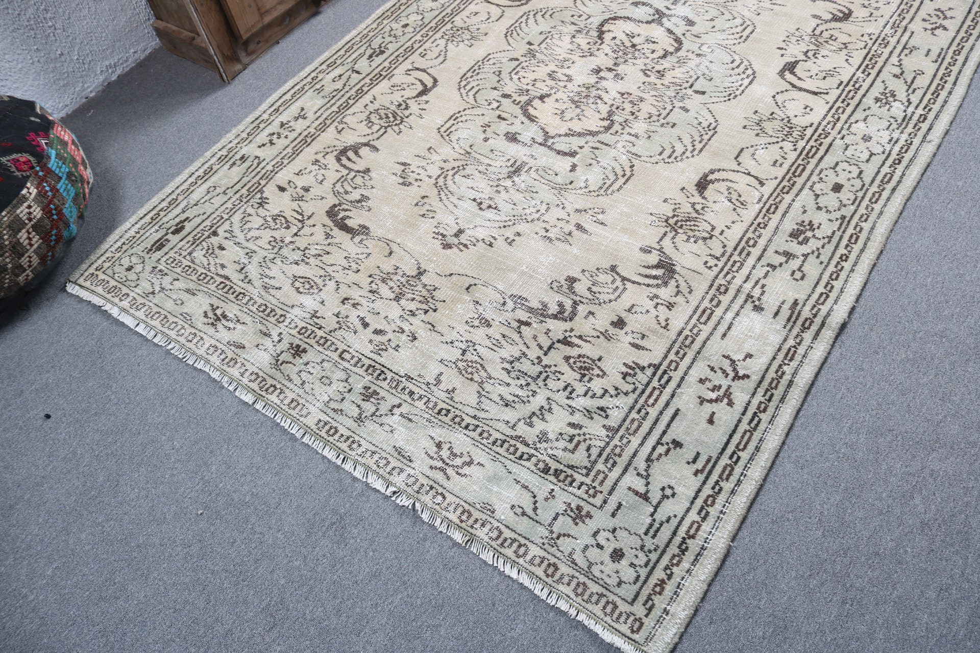 Türk Halısı, Büyük Vintage Halı, 5.3x8.3 ft Büyük Halı, Anadolu Halısı, Yeşil Ev Dekor Halısı, Vintage Halı, Lüks Halı, Yemek Odası Halıları