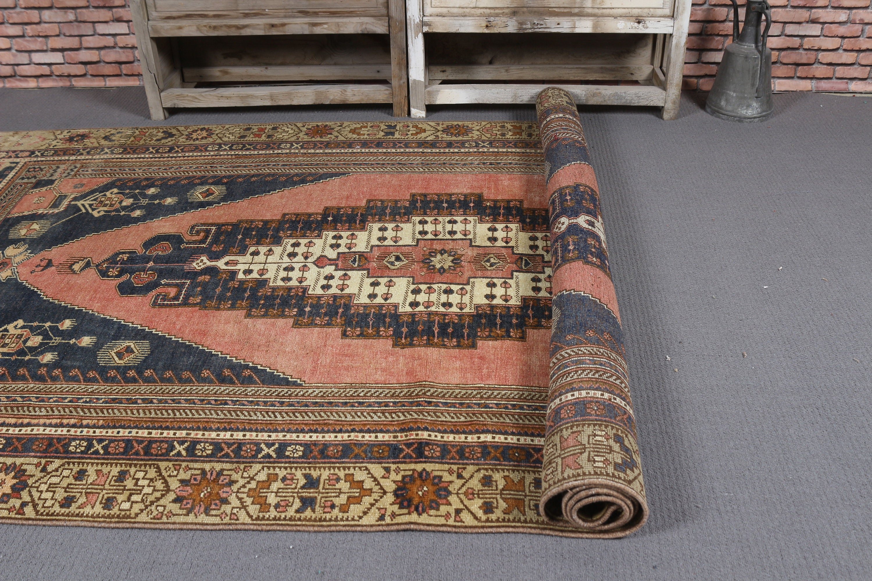 5.1x9.8 ft Large Rugs, Turkish Rug, Antique Rug, Living Room Rug, Bedroom Rug, Blue Oriental Rugs, Vintage Rugs, Floor Rugs