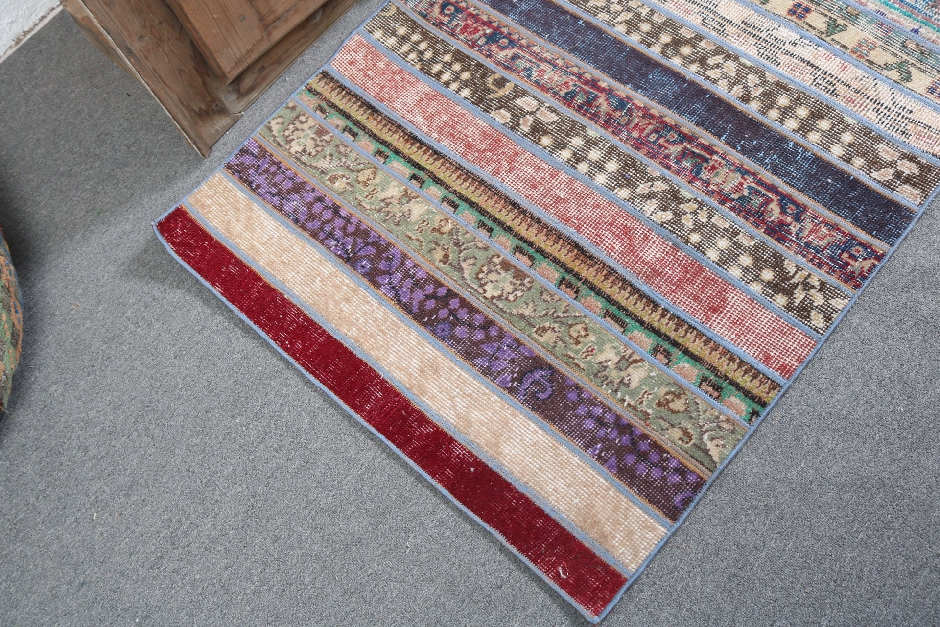 Vintage Rug, Turkish Rugs, Modern Rugs, Moroccan Rug, Small Area Rug, Rainbow Wool Rugs, Kitchen Rug, 2.8x3.3 ft Small Rugs, Office Rugs