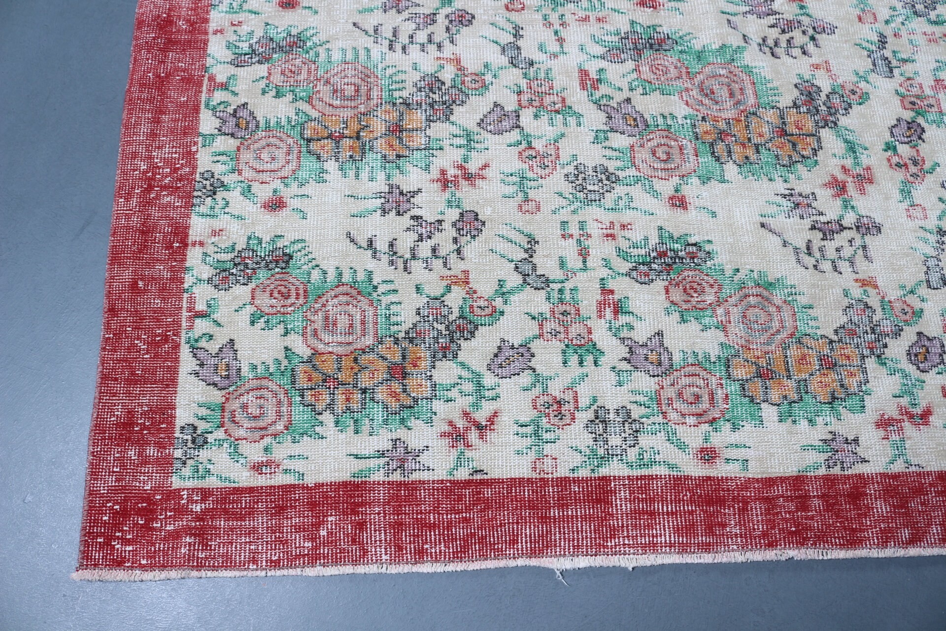 Yemek Odası Halıları, 6x9,3 ft Büyük Halılar, Vintage Halı, Eski Halı, Bej Yatak Odası Halısı, Türk Halıları, Oushak Halısı, Yemek Odası Halısı, Oryantal Halı