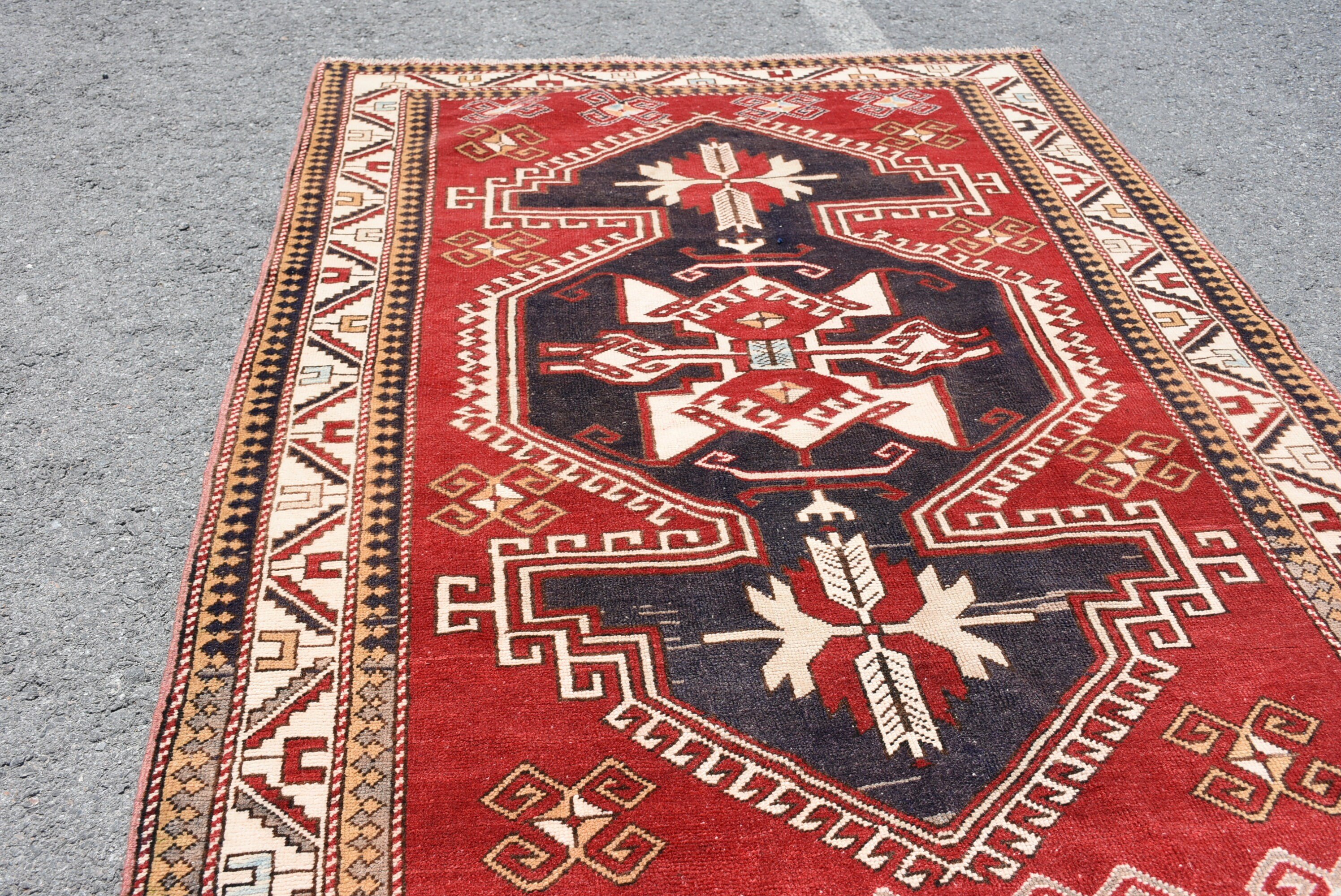 Turkish Rug, Eclectic Rugs, Vintage Rug, Moroccan Rugs, 4.4x6.6 ft Area Rug, Dining Room Rugs, Red Cool Rugs, Rugs for Bedroom, Kitchen Rug