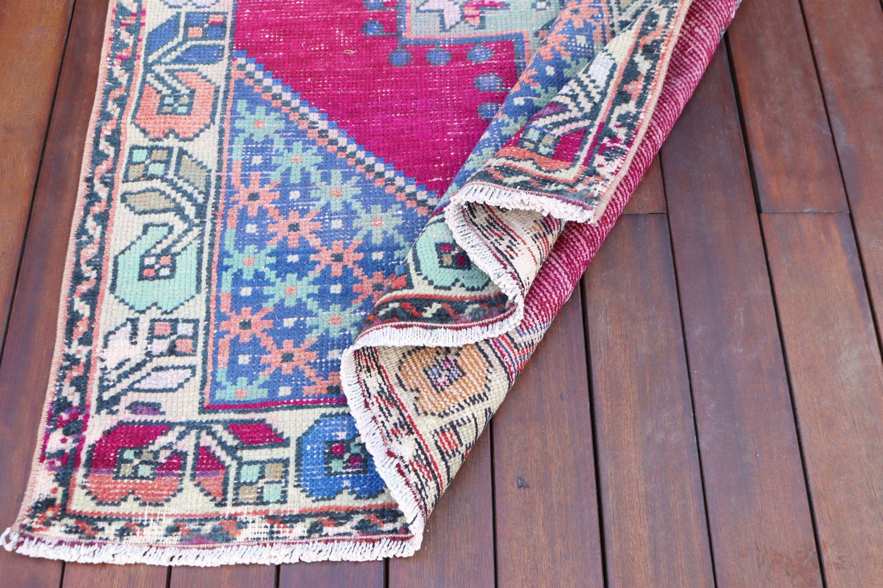 Türk Halısı, Lüks Halı, 3.3x9.4 ft Runner Halısı, Vintage Halı, Statement Halıları, Runner Kilimleri, Pembe Statement Halısı, Mutfak Halısı, Modern Halı