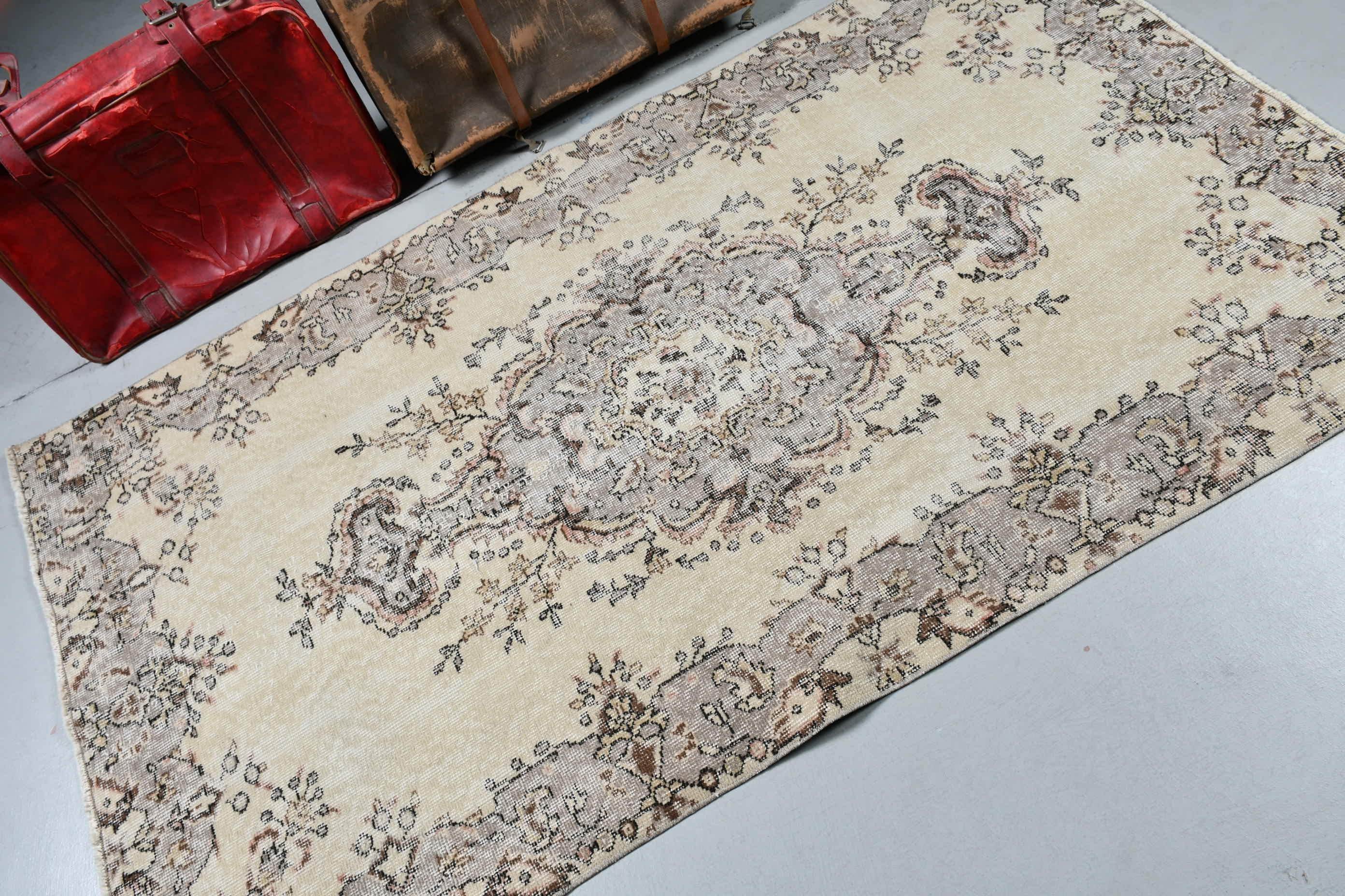 Oushak Rug, Beige Home Decor Rug, Vintage Rugs, Nursery Rug, Turkish Rugs, Living Room Rug, 3.7x6.6 ft Area Rug, Home Decor Rugs, Old Rugs