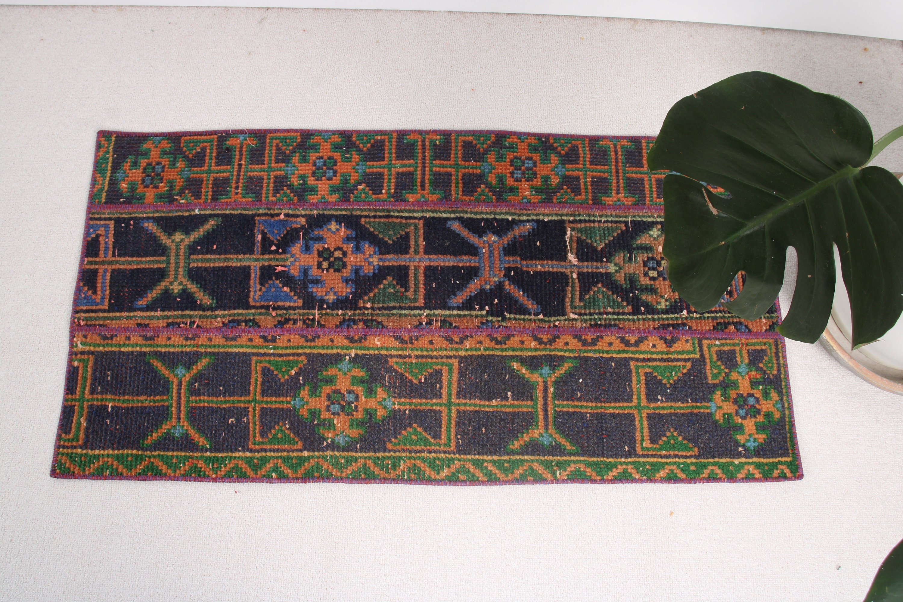 Yatak Odası Halısı, Vintage Halılar, Mavi 1.6x3.2 ft Küçük Halılar, Organik Halılar, Türk Halısı, Yün Halı, Duvara Asılı Halılar, Banyo Halısı