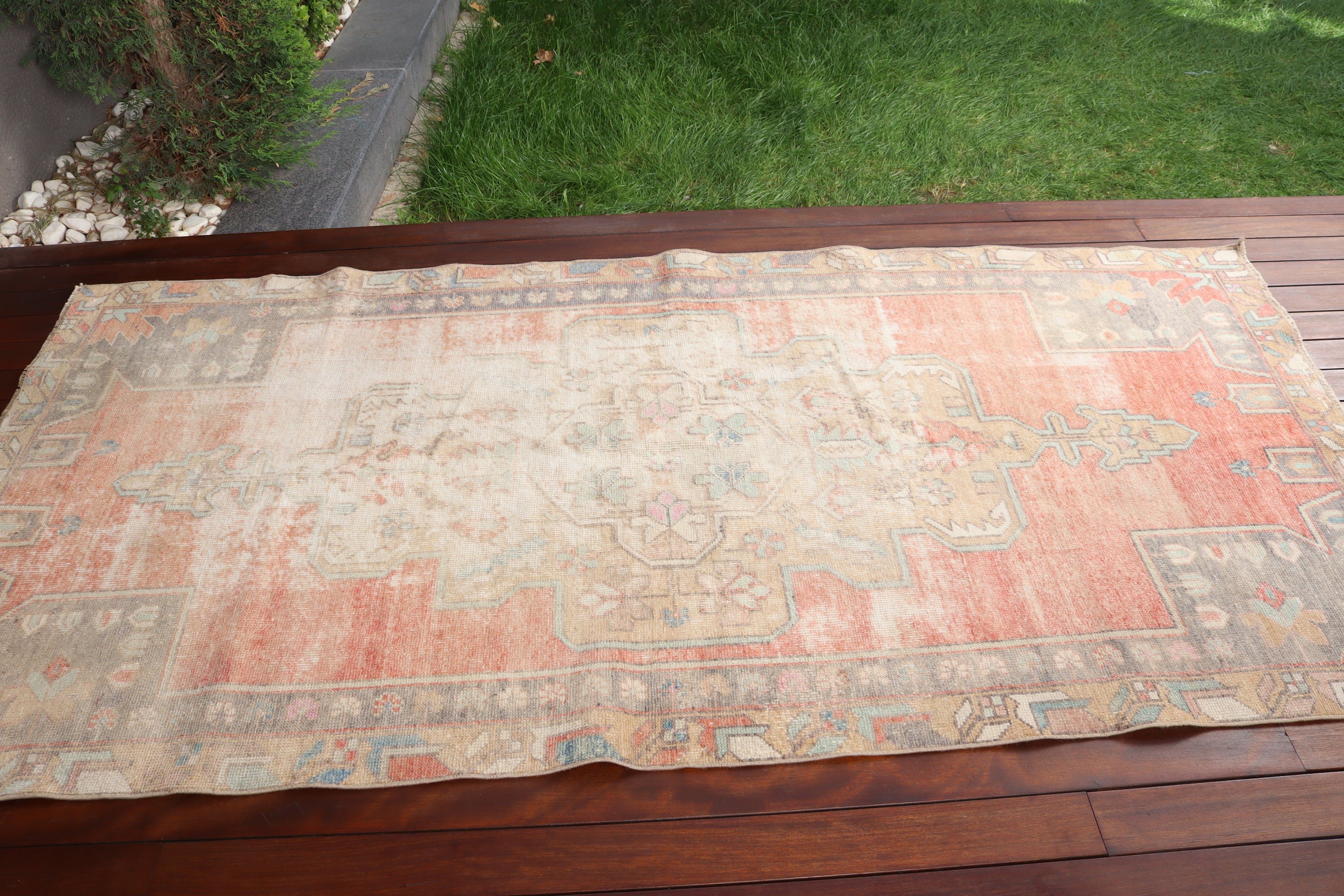 Boho Area Rug, 4x8.2 ft Area Rugs, Modern Rug, Vintage Rugs, Bedroom Rugs, Orange Statement Rug, Turkish Rugs, Statement Rug, Floor Rugs