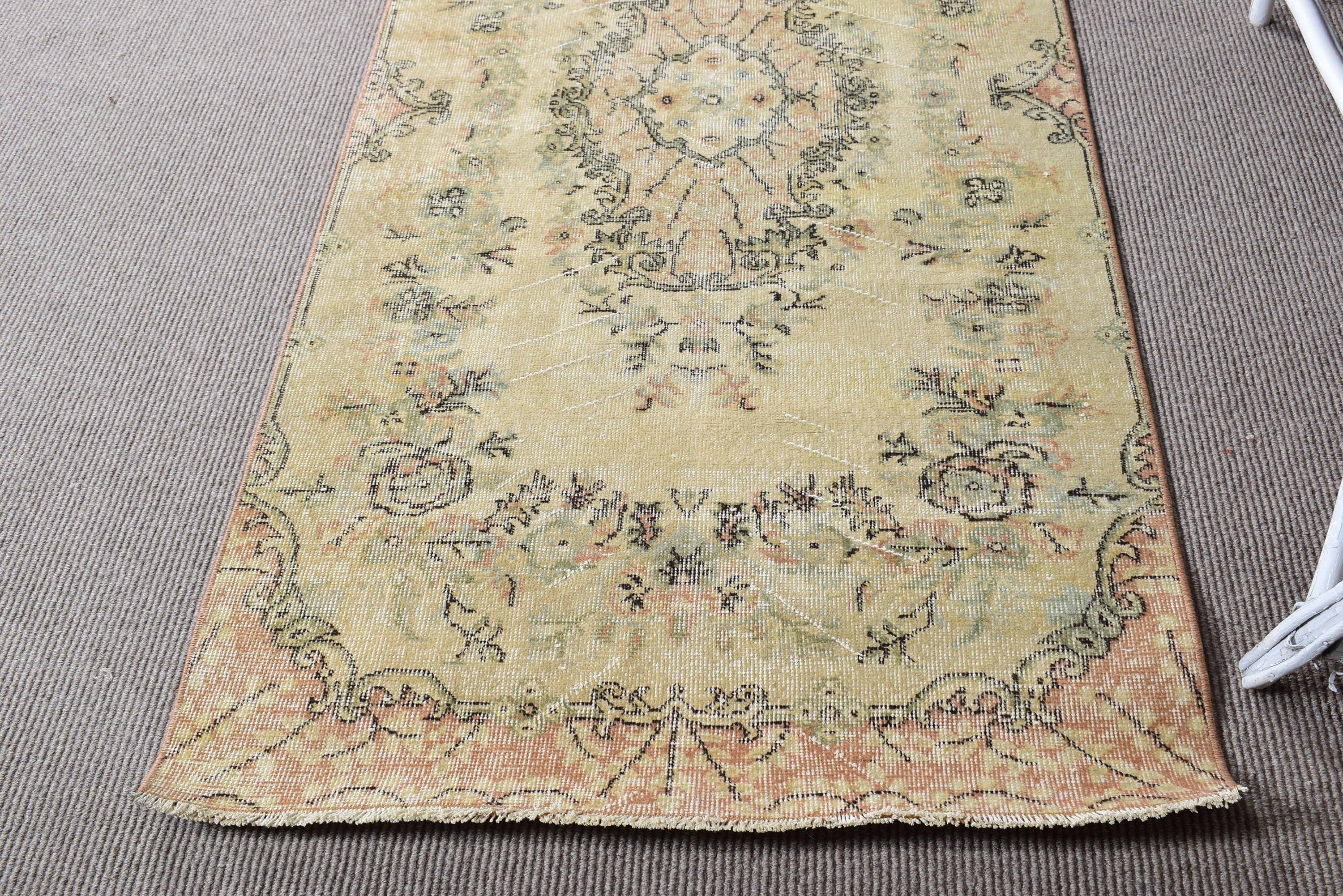 Turkish Rugs, Neutral Rug, Oriental Rugs, Beige  3.2x6.8 ft Accent Rug, Outdoor Rug, Vintage Rugs, Entry Rugs, Bedroom Rugs