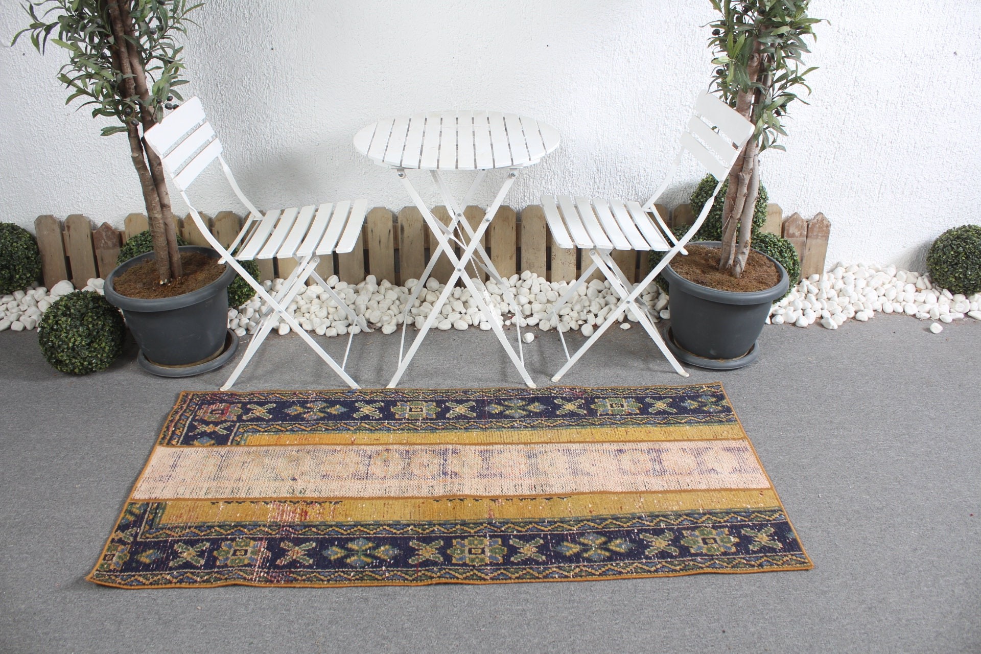 2.6x5.4 ft Küçük Halı, Yurt Halıları, Vintage Halılar, Mavi Oryantal Halı, Türk Halısı, Antika Halı, Yatak Odası Halısı, Duvara Asılı Halı, Araba Paspas Halıları