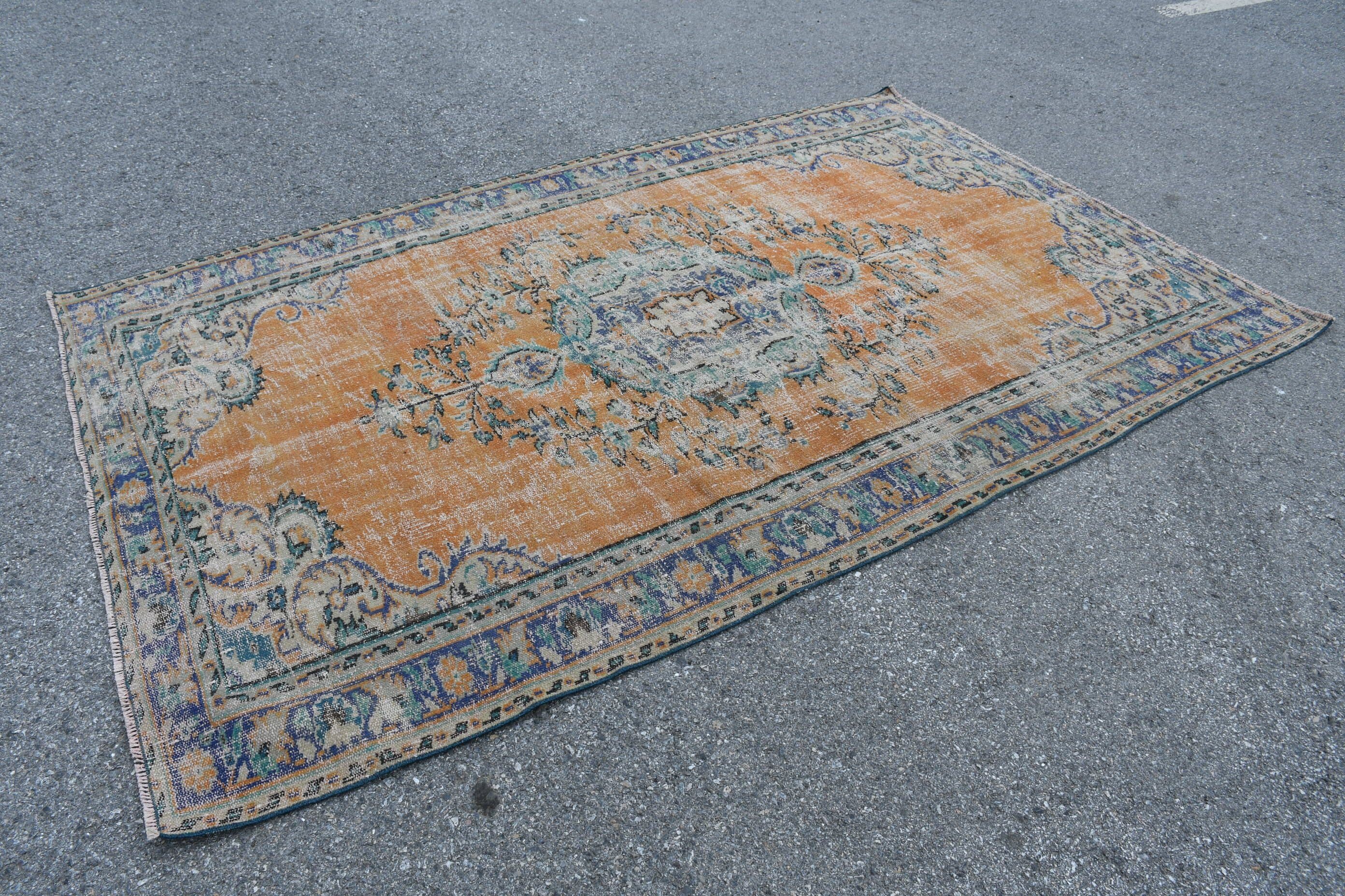 Yatak Odası Halıları, 5.4x8.5 ft Büyük Halı, Antika Halı, Vintage Halı, Yemek Odası Halısı, Turuncu Yatak Odası Halısı, Türk Halısı, Mutfak Halısı, Salon Halısı