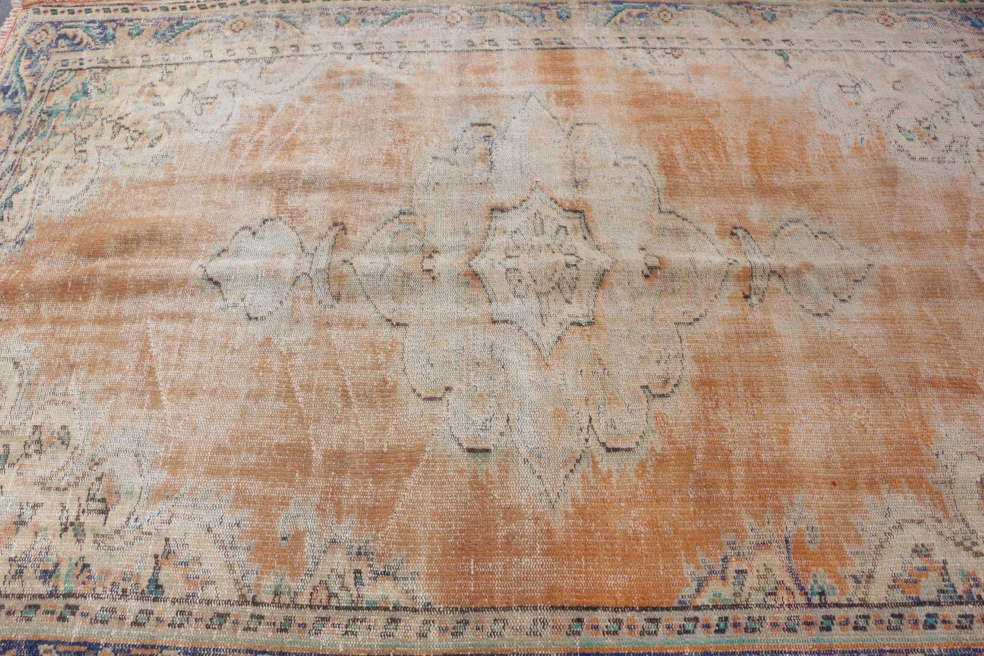 Floor Rug, Vintage Rug, Orange Antique Rugs, Anatolian Rug, Salon Rugs, Vintage Decor Rugs, Turkish Rug, Bedroom Rugs, 5.8x8.4 ft Large Rug