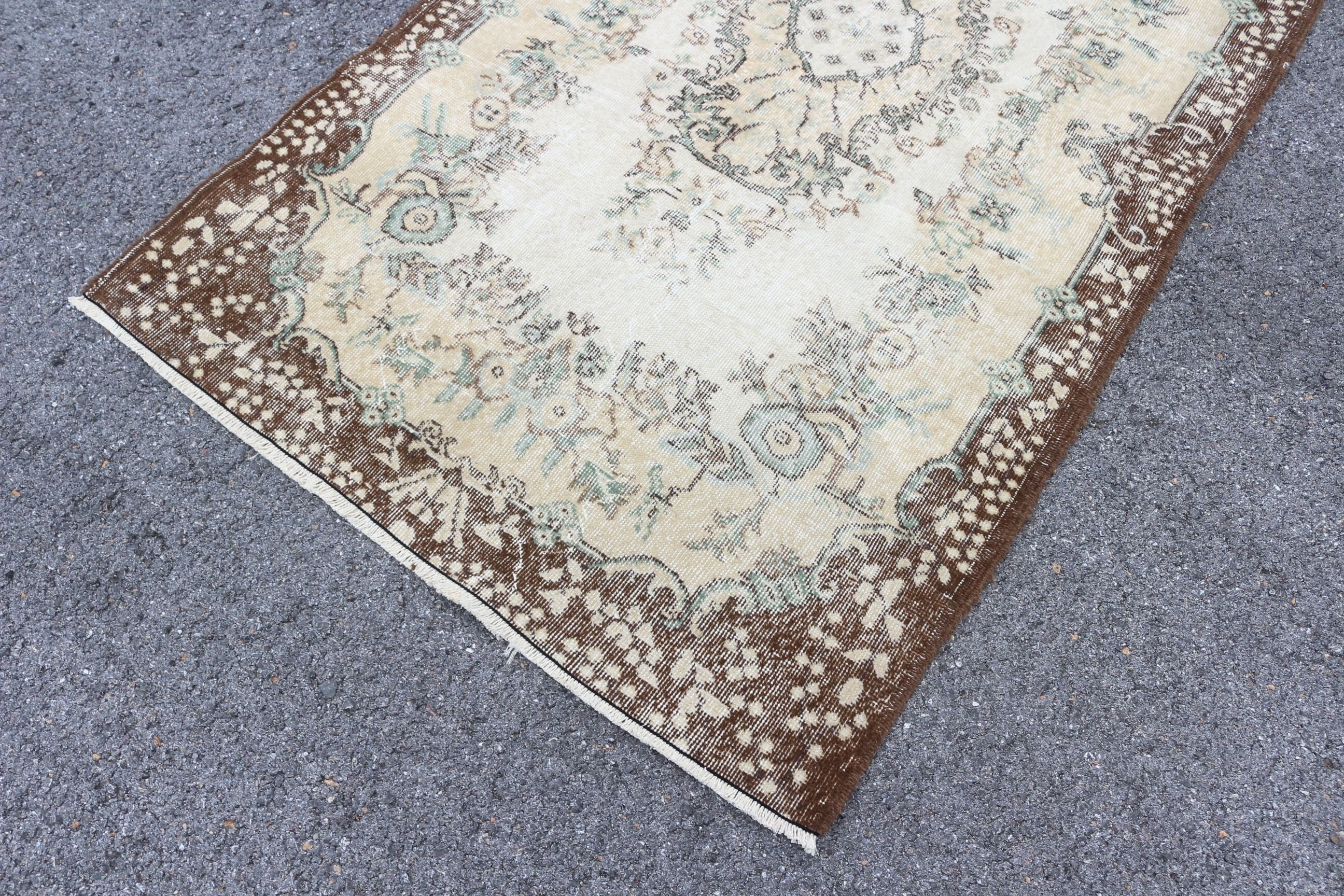 Rugs for Kitchen, Turkish Area Rug Rugs, Turkish Rug, Vintage Rug, Pale Rug, Beige Wool Rug, Kitchen Rugs, 3.7x6.9 ft Area Rug, Bedroom Rug