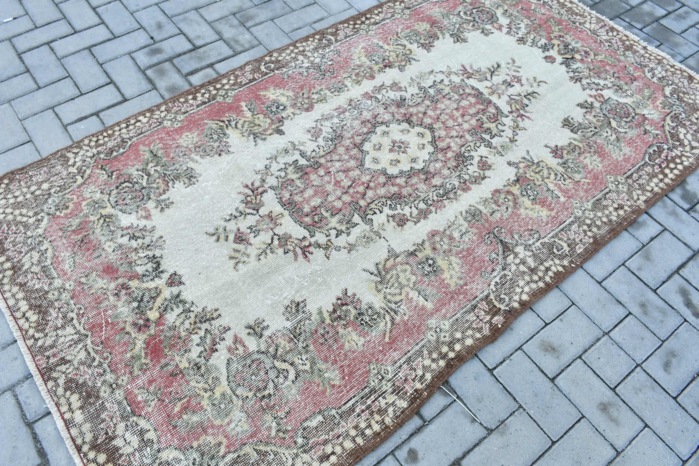 Dining Room Rug, Red Antique Rug, 4x7.2 ft Area Rug, Vintage Rug, Cute Rugs, Rugs for Area, Bedroom Rug, Turkish Rugs, Home Decor Rugs