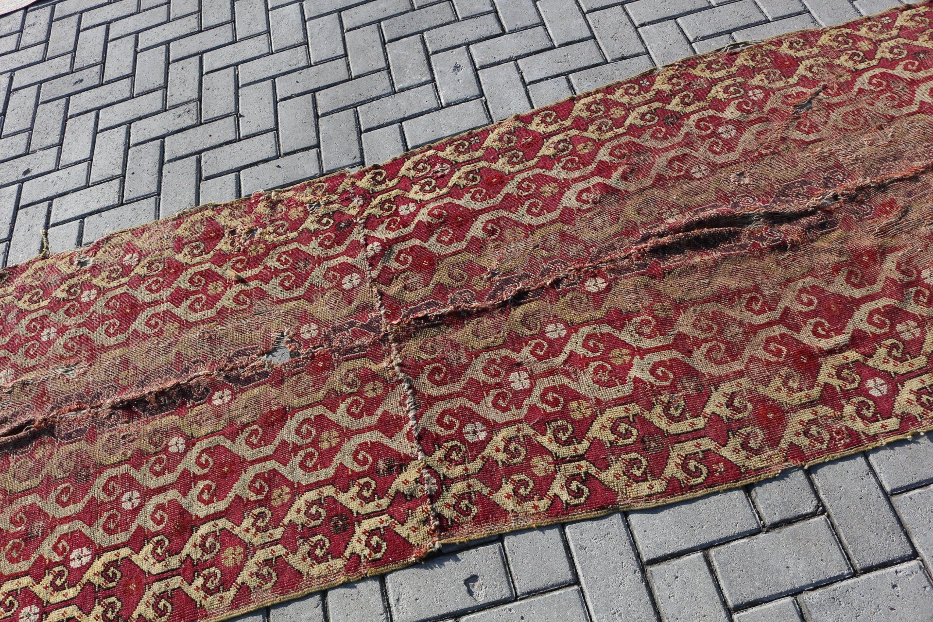 Hallway Rugs, Turkish Rug, Rugs for Kitchen, Oriental Rug, Vintage Rugs, Anatolian Rug, Red  3.1x12.2 ft Runner Rug, Kilim