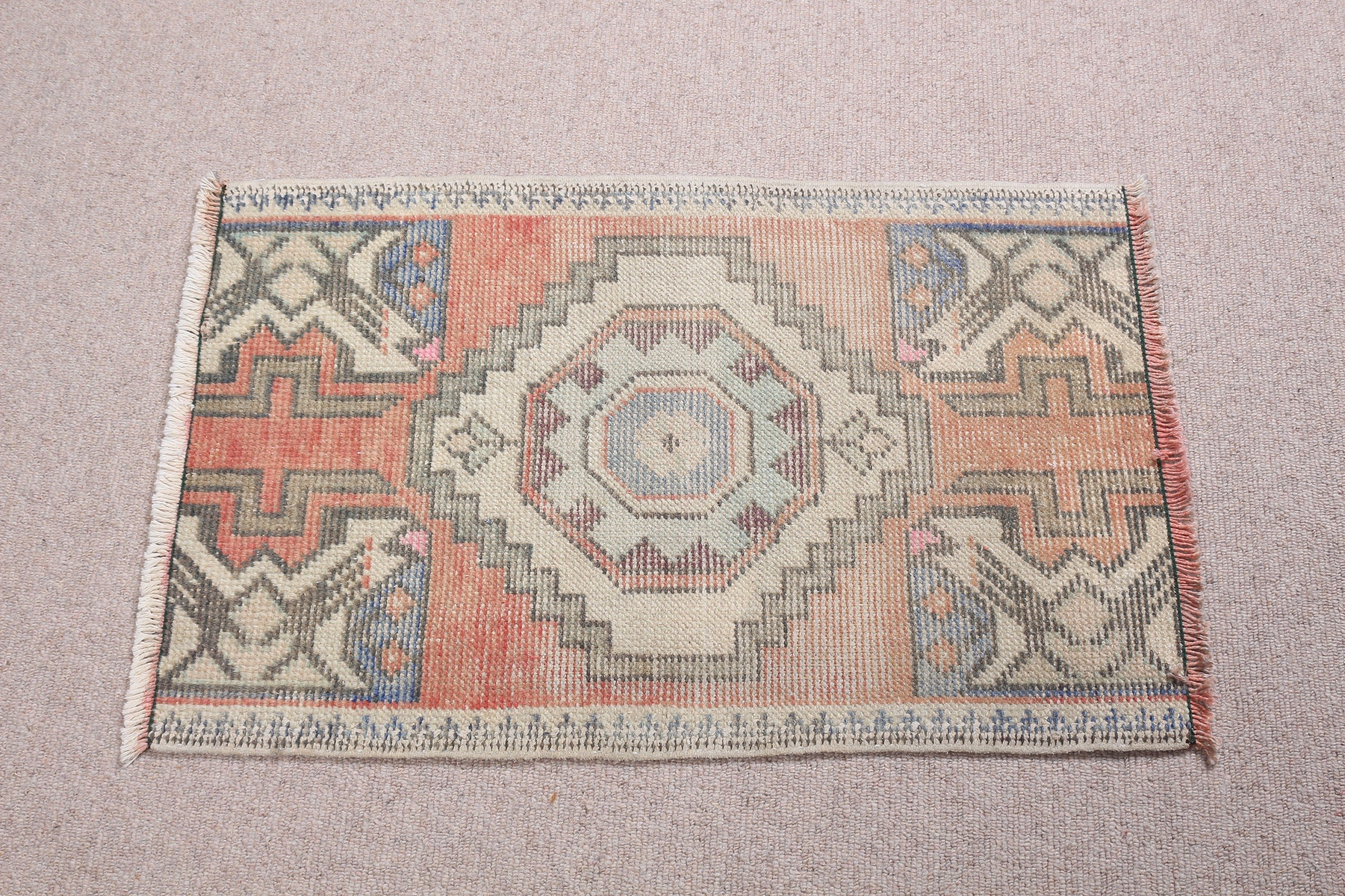 Bath Rugs, Vintage Rug, Art Rug, Rugs for Bedroom, Cool Rugs, Floor Rug, Orange Wool Rugs, Turkish Rugs, Car Mat Rugs, 1.5x2.5 ft Small Rug