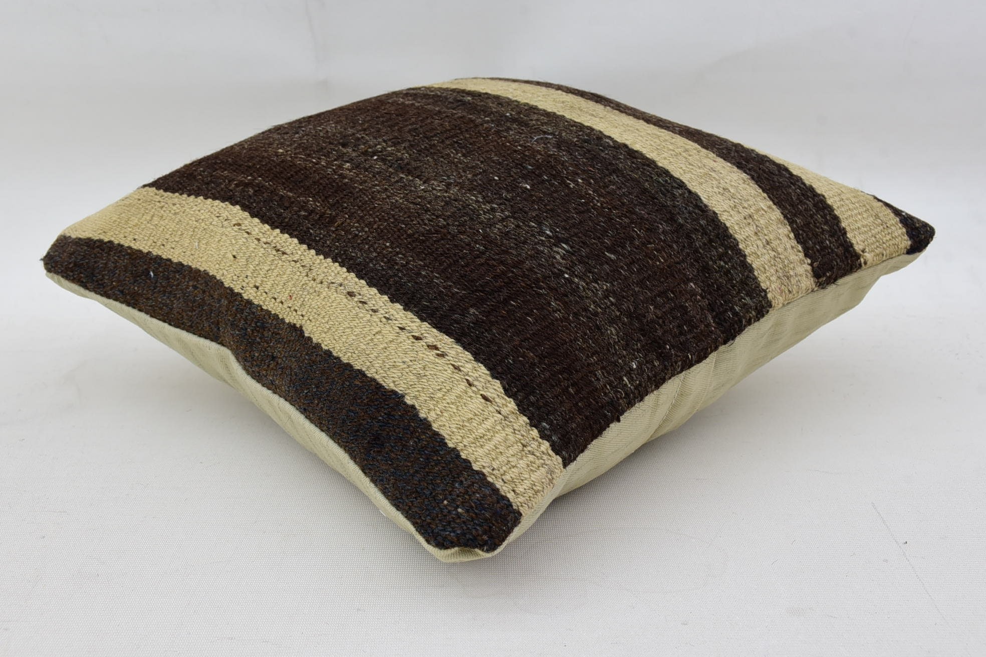 14"x14" Brown Cushion Cover, Crochet Pattern Pillow Case, Home Decor Pillow, Luxury Pillow Cover, Kilim Pillow, Gift Pillow