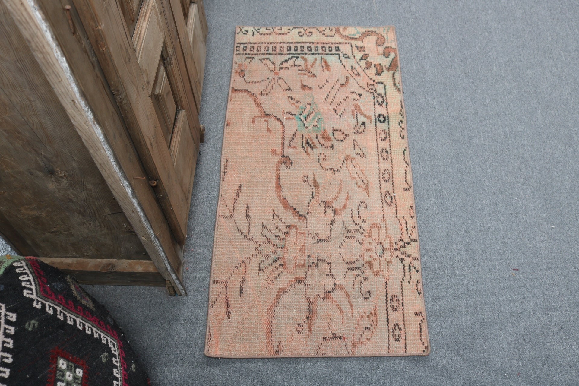 Turuncu Yün Halılar, Banyo Halısı, 1.6x3.4 ft Küçük Halılar, Yatak Odası Halısı, Kabile Halısı, Vintage Halı, Türk Halısı, Anadolu Halıları, Ev Dekorasyonu Halıları