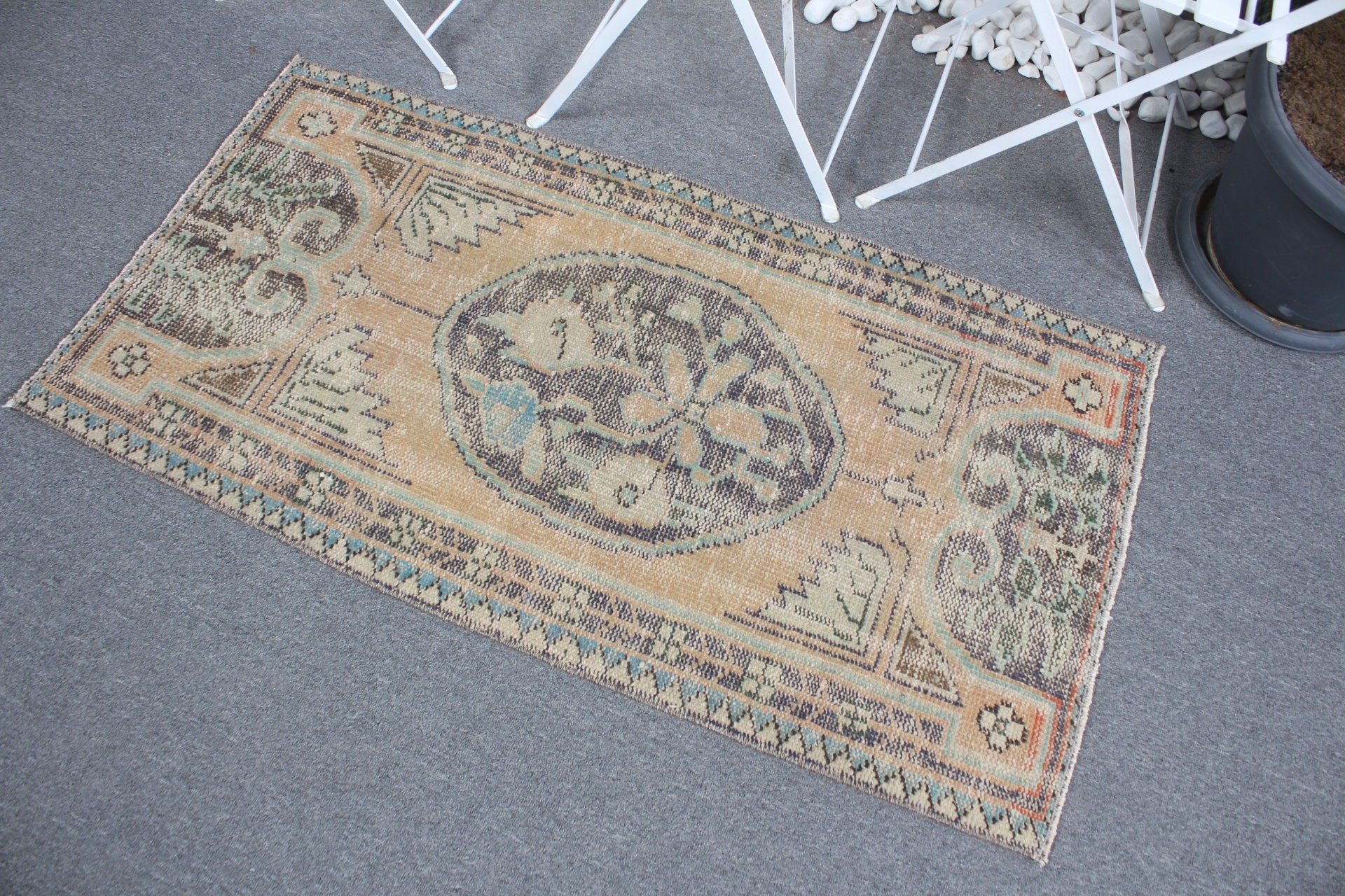 Nursery Rugs, Floor Rug, Oriental Rug, Rugs for Bathroom, Brown  2.2x4.2 ft Small Rug, Entry Rug, Turkish Rug, Vintage Rug