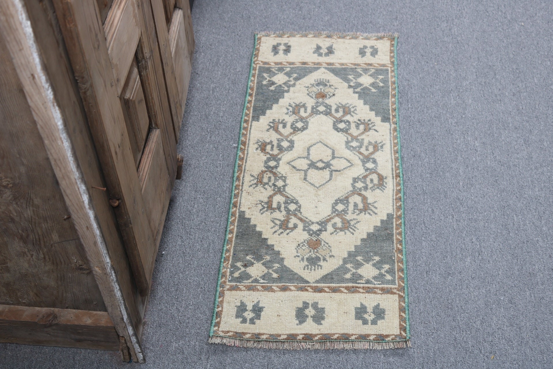 Küçük Boho Halı, Duvara Asılı Halılar, Türk Halıları, 1.2x2.9 ft Küçük Halılar, Nötr Halılar, Bej Yatak Odası Halıları, Vintage Halılar, Ev Dekorasyonu Halıları