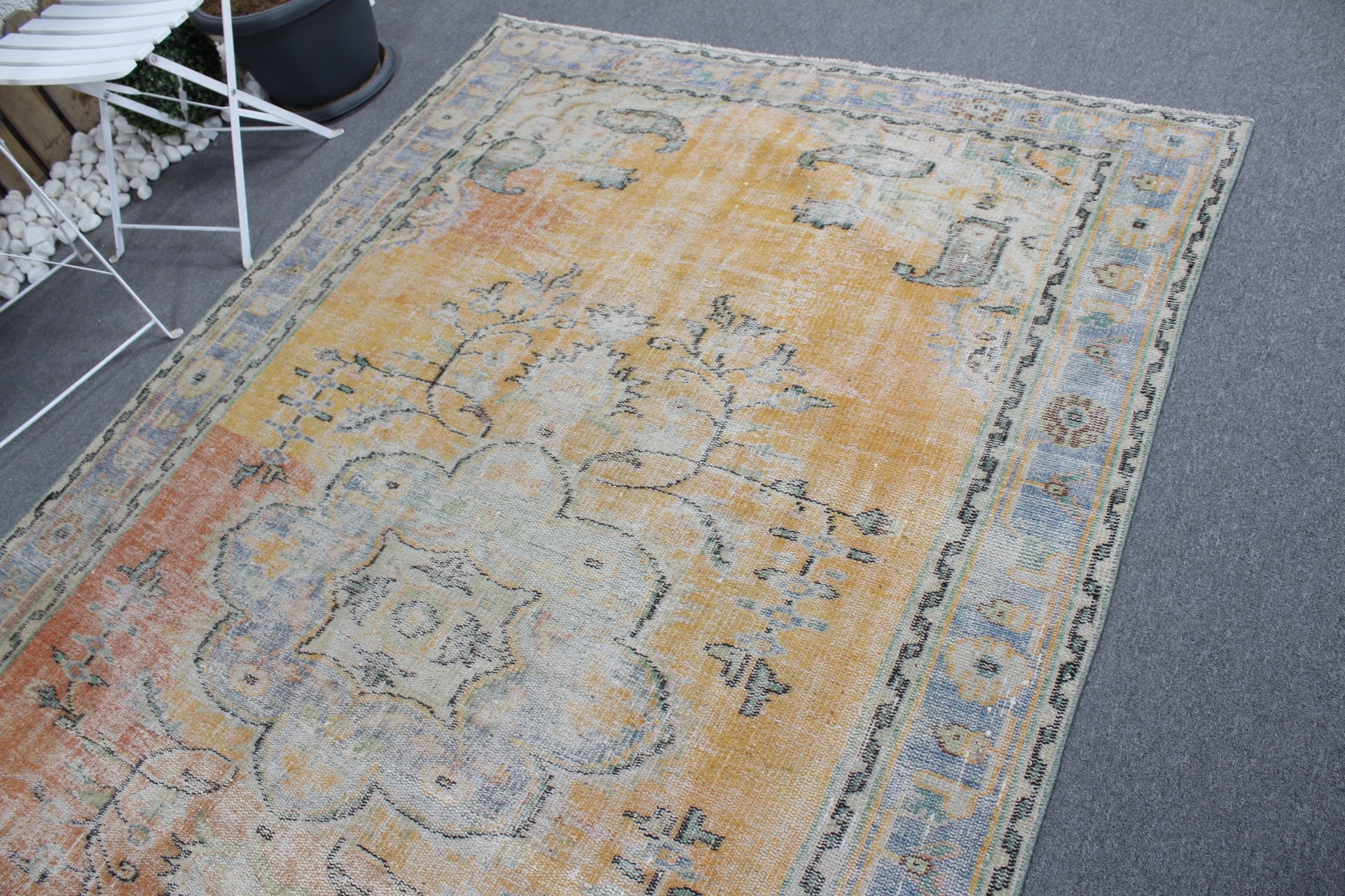 Salon Rug, Vintage Rug, Turkish Rug, Yellow Anatolian Rug, Home Decor Rugs, Art Rug, 5.8x8.7 ft Large Rugs, Antique Rugs, Living Room Rugs