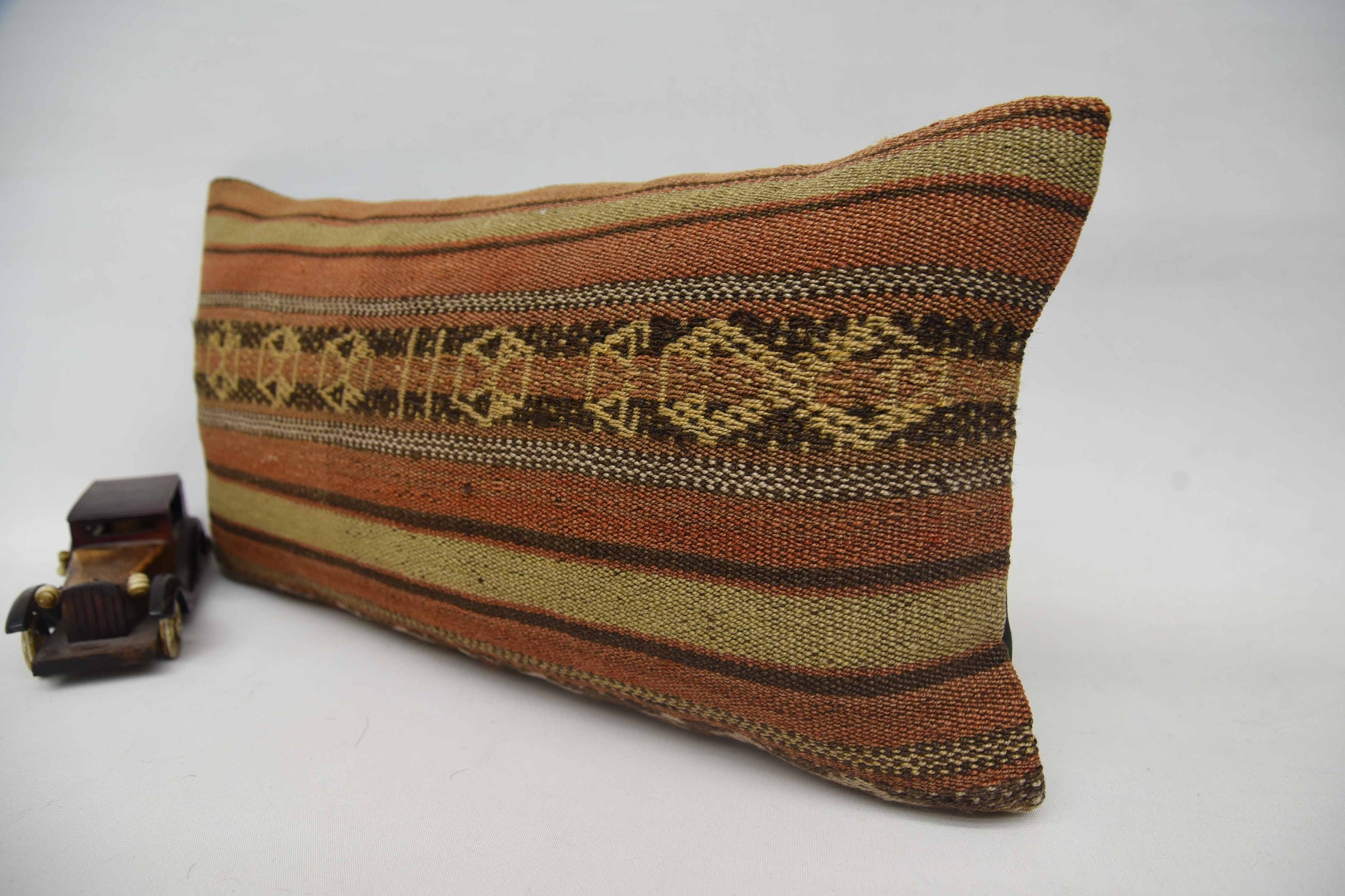 Interior Designer Pillow, 12"x24" Orange Cushion, Handmade Kilim Cushion, Colorful Cushion Cover, Retro Pillow Cover, Pillow for Couch