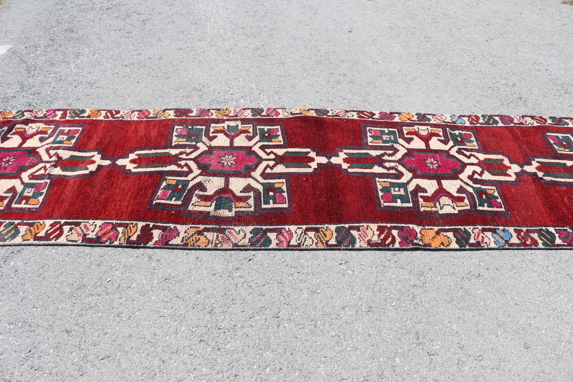 Red Antique Rugs, Hallway Rug, 3x11.4 ft Runner Rug, Kitchen Rug, Vintage Rugs, Turkish Rugs, Flatweave Rug, Wool Rug, Rugs for Corridor