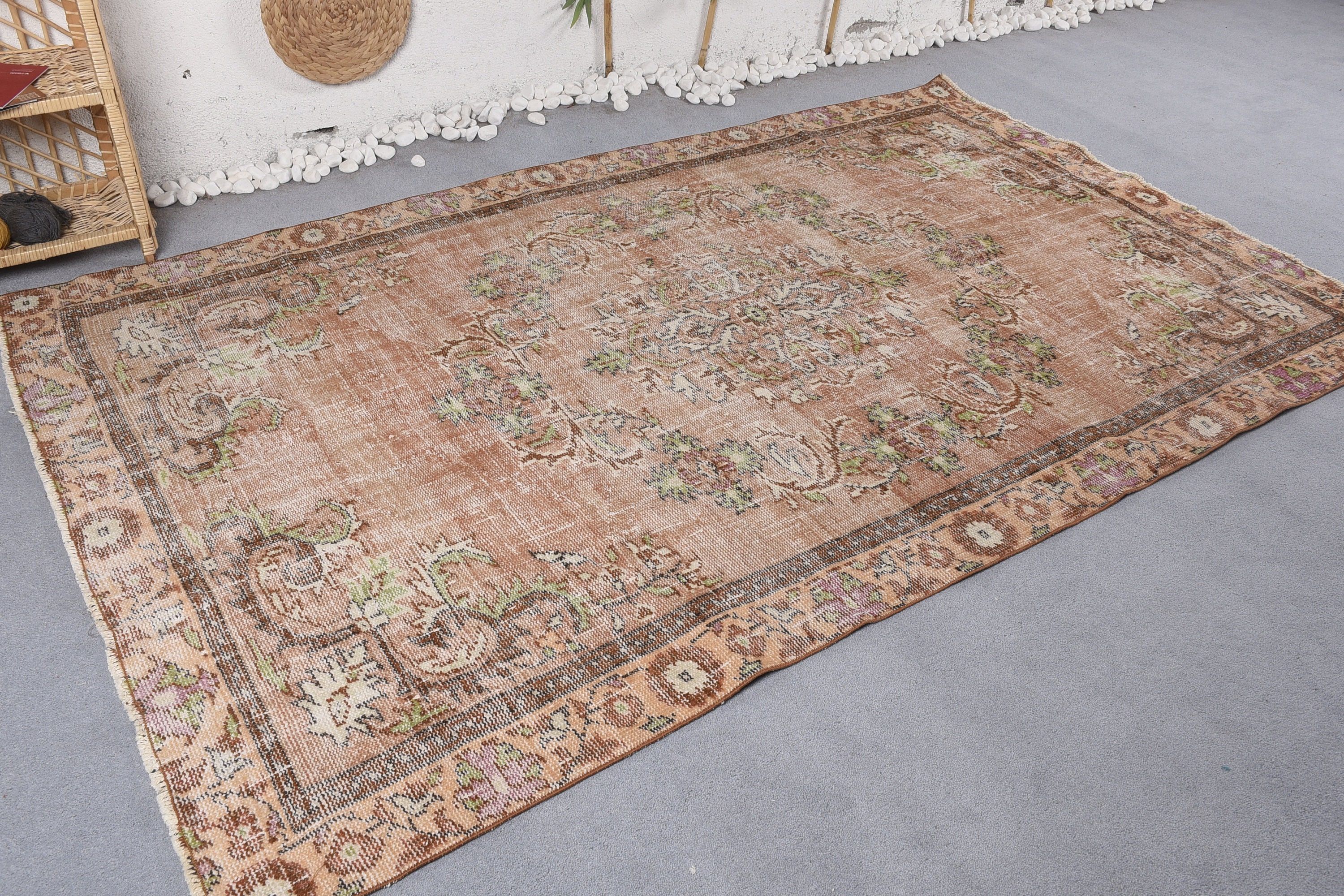 5.4x8.4 ft Large Rugs, Rugs for Salon, Oushak Rug, Turkish Rug, Bedroom Rugs, Oriental Rug, Vintage Rug, Salon Rug, Brown Home Decor Rug