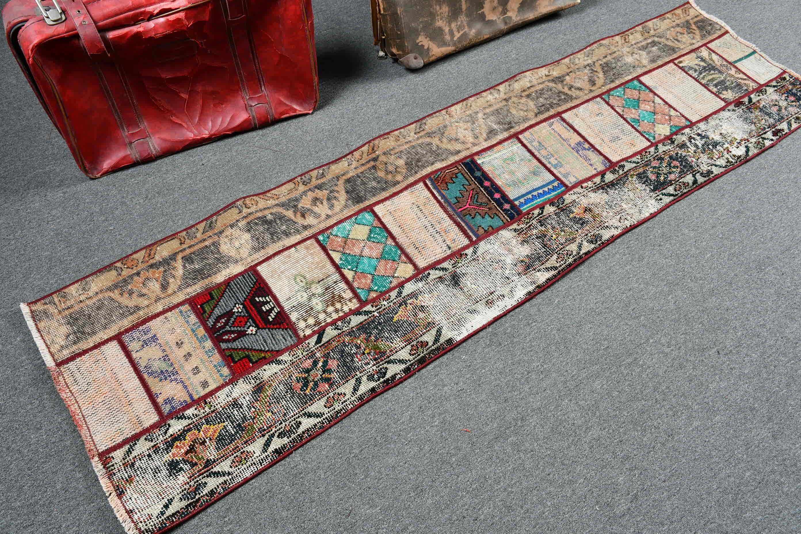 Rugs for Hallway, Turkish Rug, Corridor Rugs, Brown Cool Rug, Vintage Rug, 2x7.2 ft Runner Rug, Moroccan Rug, Hallway Rugs