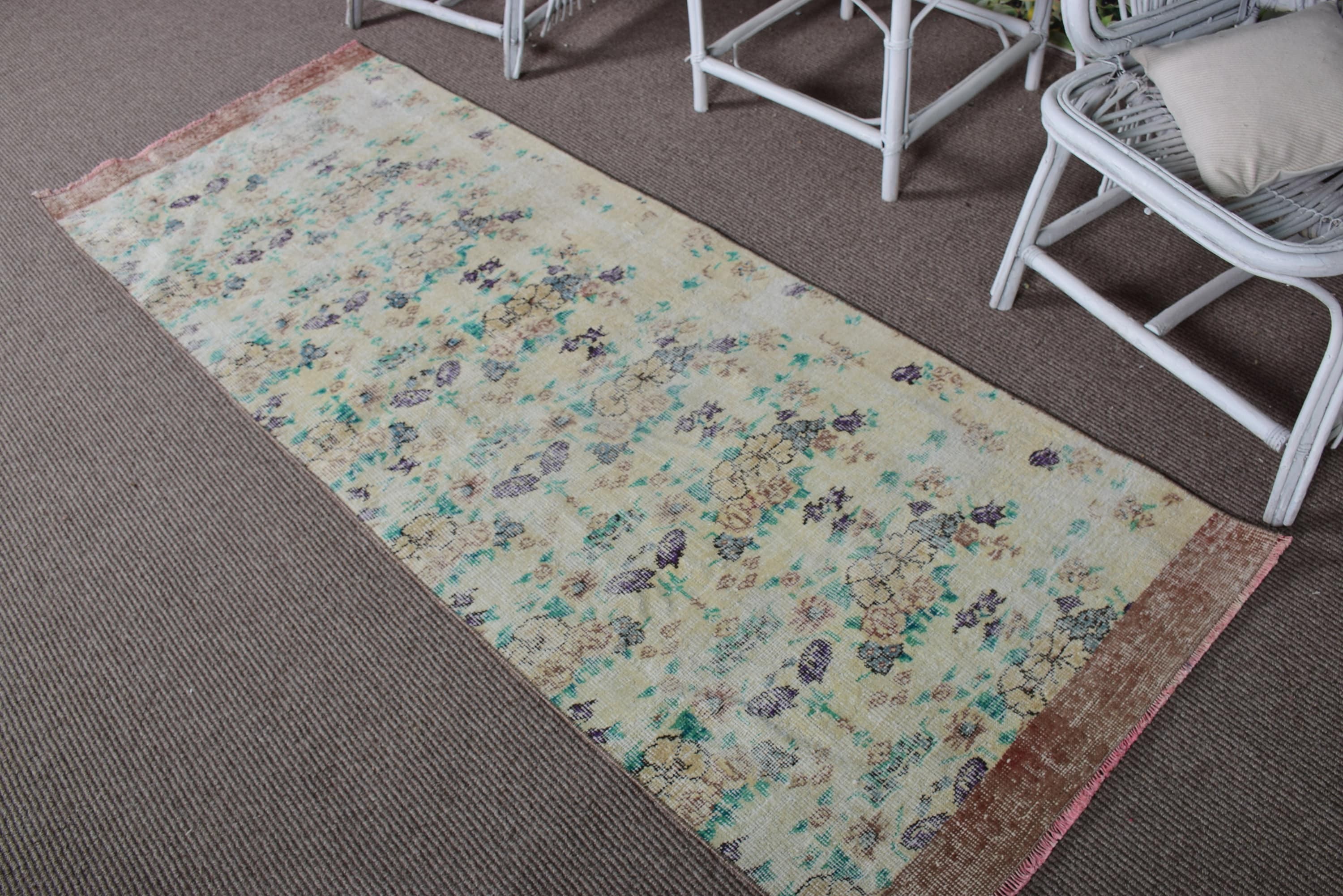 Modern Rugs, Turkish Rugs, Kitchen Rugs, 2.6x7.1 ft Runner Rugs, Neutral Rugs, Beige Bedroom Rug, Beni Ourain Runner Rugs, Vintage Rug