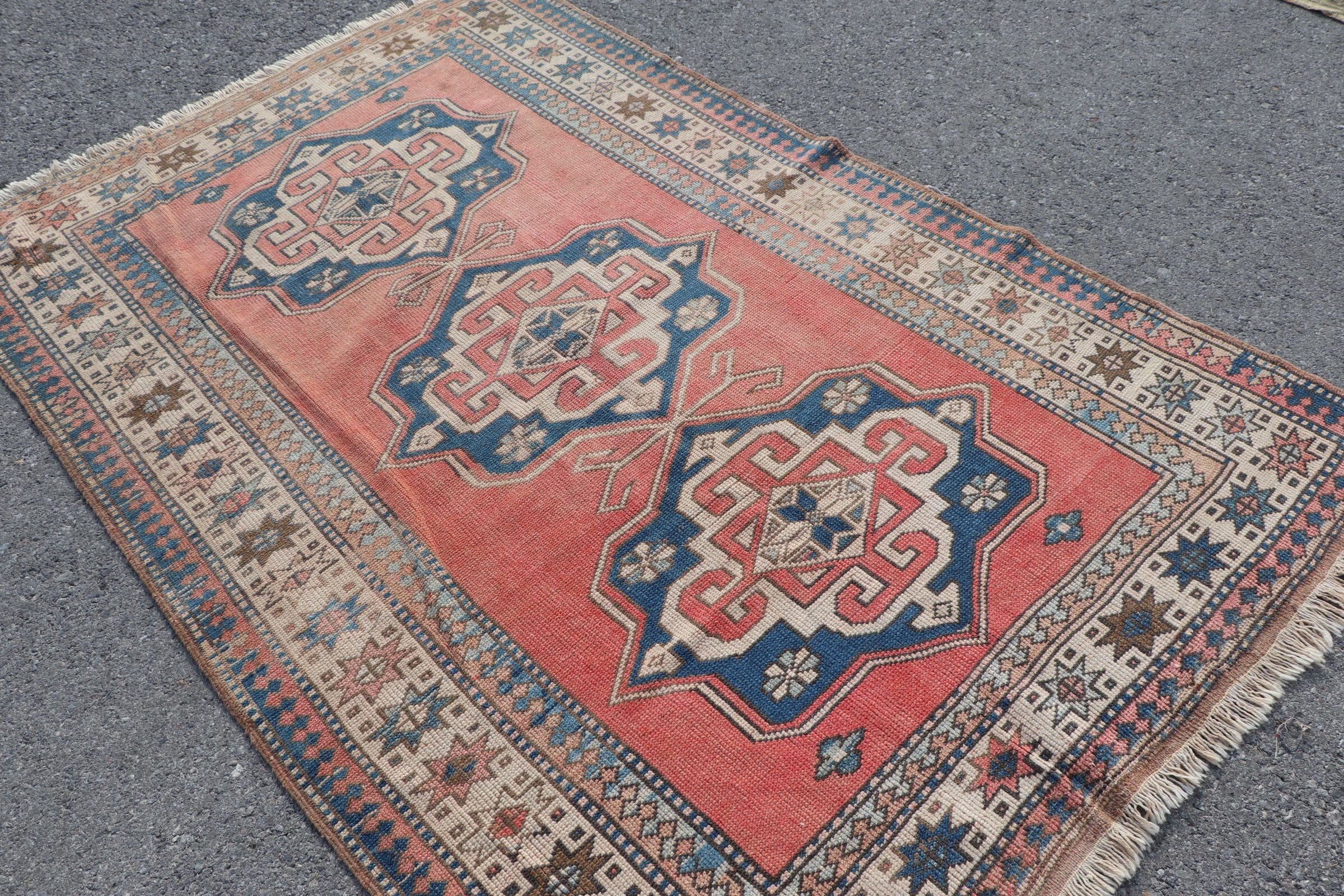 Antique Rug, Blue Floor Rug, 5x7.2 ft Area Rugs, Bedroom Rug, Rugs for Living Room, Turkish Rugs, Vintage Rug, Indoor Rugs