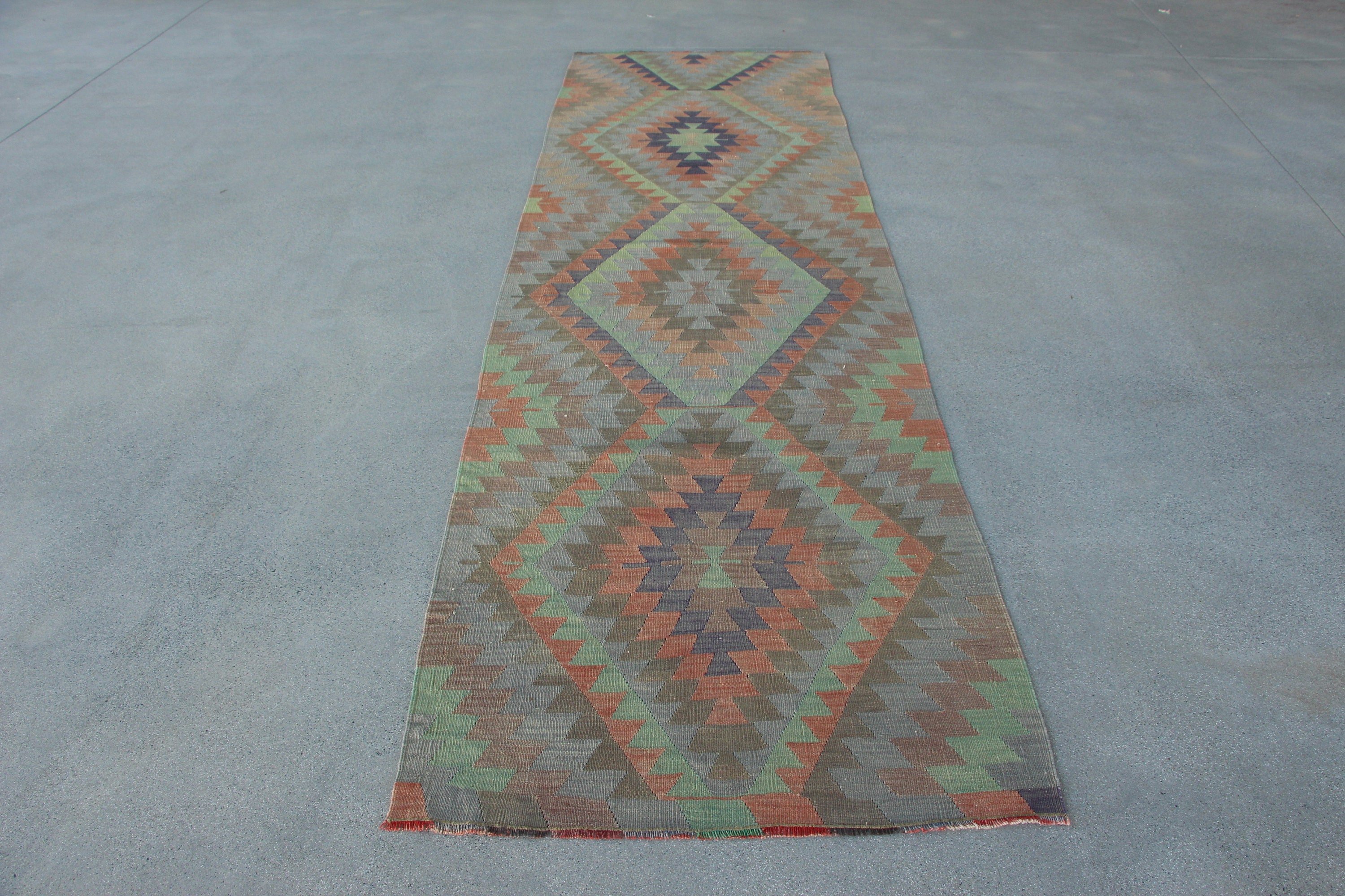 Mutfak Halıları, Kilim, 3.1x11.1 ft Yolluk Halı, Türk Halıları, Vintage Halı, Gökkuşağı Oryantal Halıları, Anadolu Halıları, Merdiven Halıları, Yün Halılar