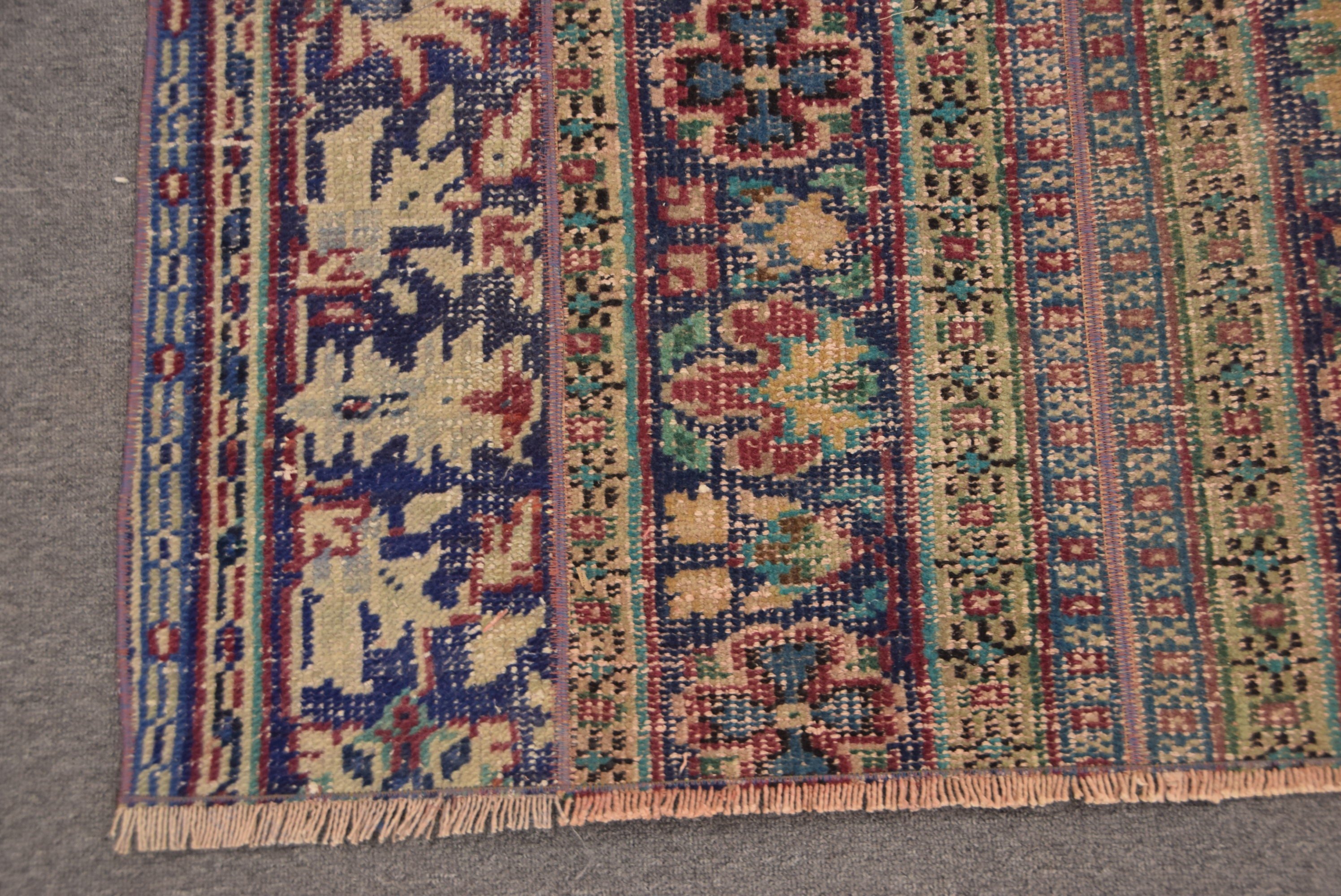 Blue Antique Rugs, Oushak Rugs, Rugs for Bath, 3.5x4.1 ft Small Rug, Turkish Rugs, Floor Rug, Door Mat Rugs, Entry Rug, Vintage Rugs