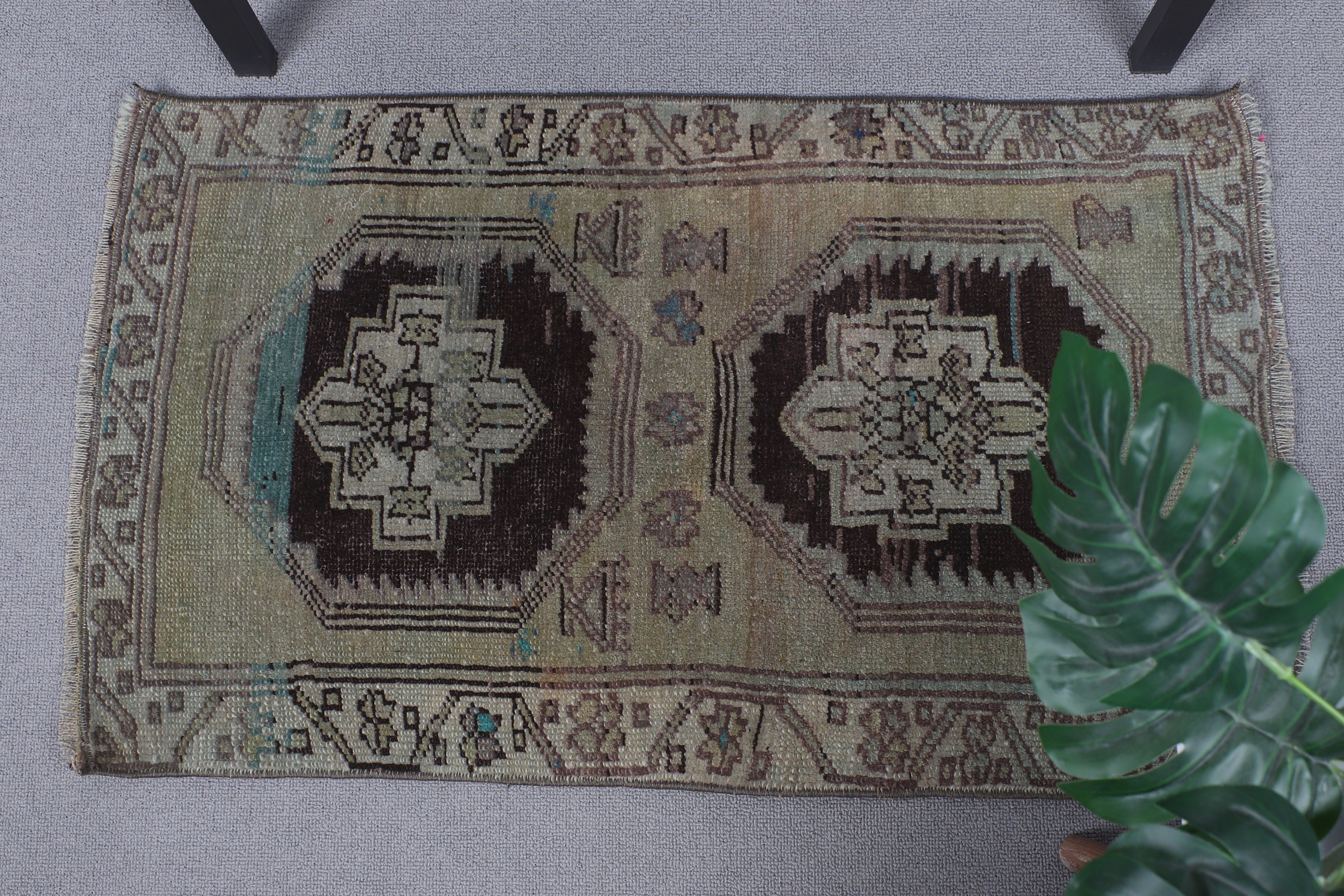 Bathroom Rug, 1.7x2.8 ft Small Rug, Moroccan Rug, Turkish Rug, Anatolian Rug, Rugs for Wall Hanging, Green Bedroom Rug, Vintage Rugs