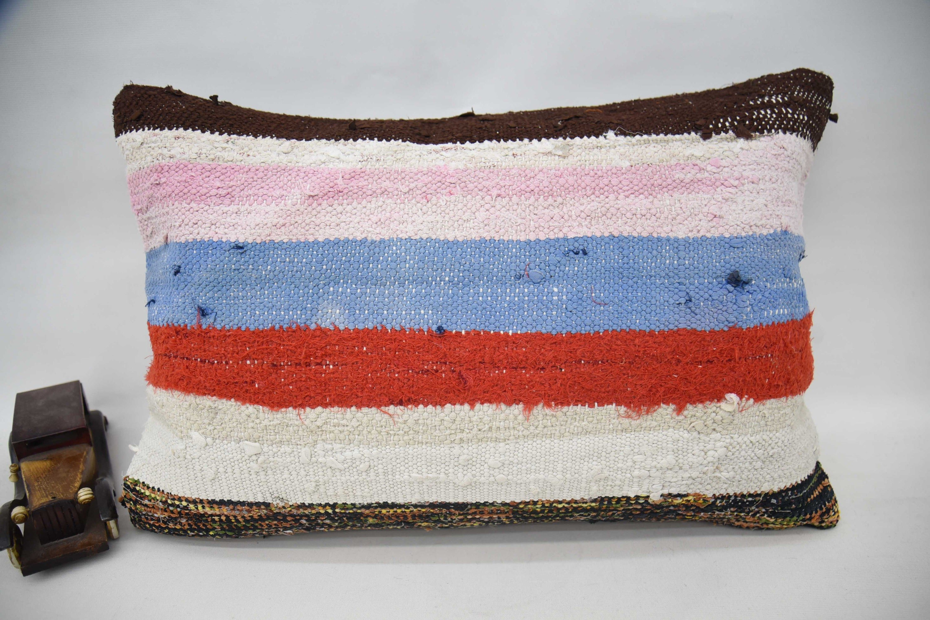 Turkish Rugs Pillow Case, Pillow for Couch, Ikat Cushion, Ethnical Kilim Rug Pillow, Turkish Pillow, 16"x24" Pink Cushion Case