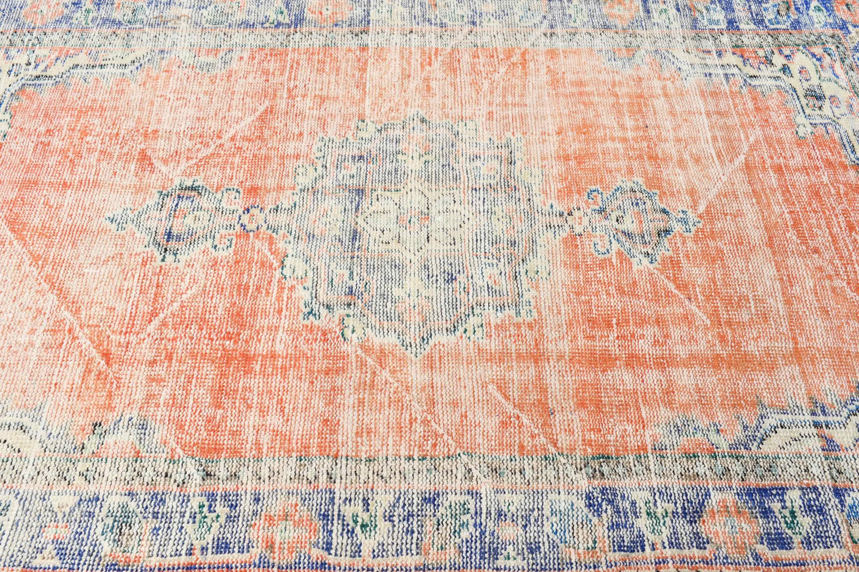 5.2x7.6 ft Area Rugs, Antique Rug, Kitchen Rug, Floor Rug, Vintage Rug, Moroccan Rugs, Rugs for Bedroom, Turkish Rugs, Red Oushak Rugs