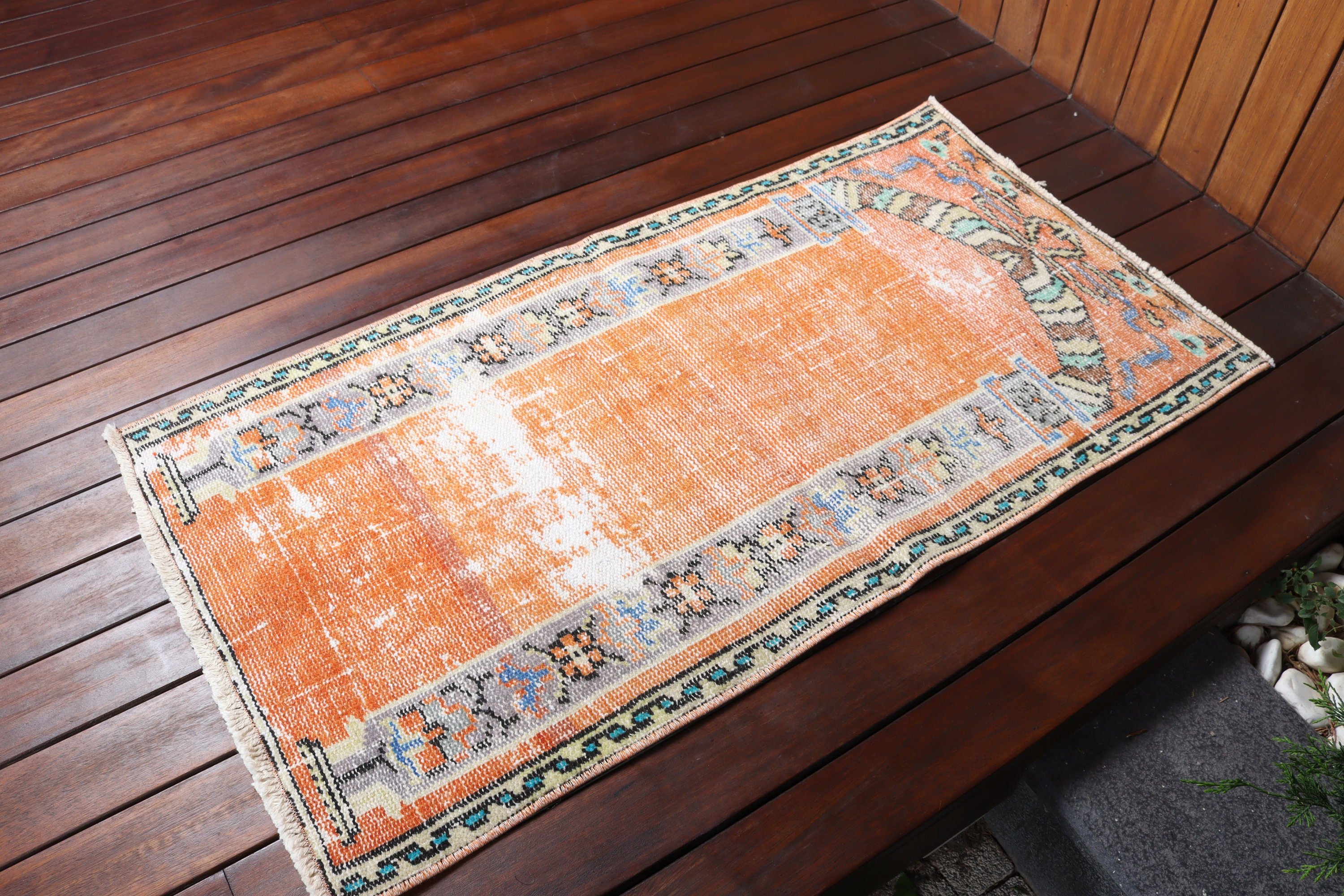 Bedroom Rug, 2.1x3.9 ft Small Rug, Cool Rug, Small Area Rug, Antique Rugs, Orange Cool Rugs, Rugs for Kitchen, Vintage Rugs, Turkish Rug