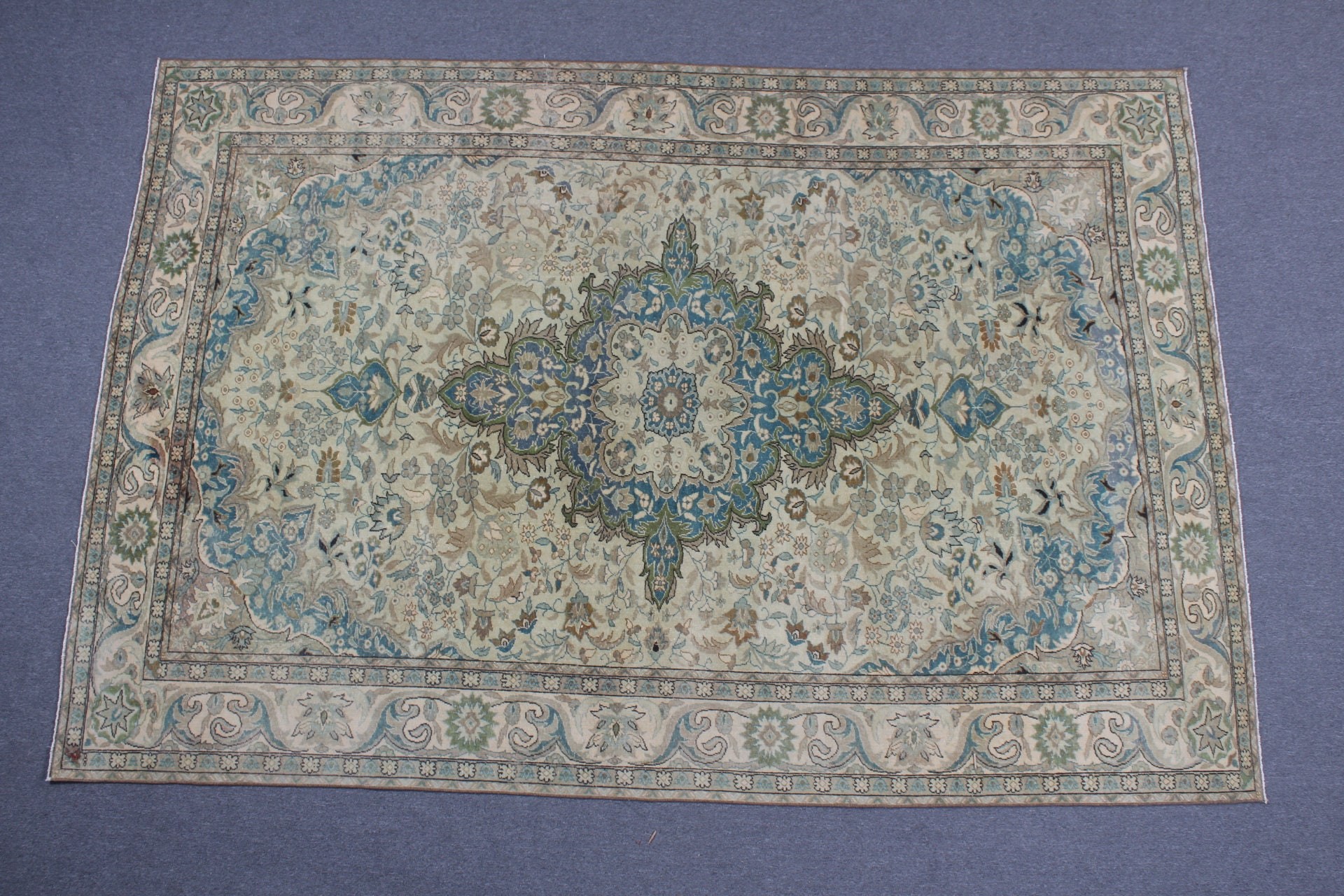 Green Cool Rug, Turkish Rug, Bohemian Rug, Floor Rugs, Salon Rug, 6.3x9.5 ft Large Rugs, Oriental Rug, Vintage Rug, Dining Room Rugs