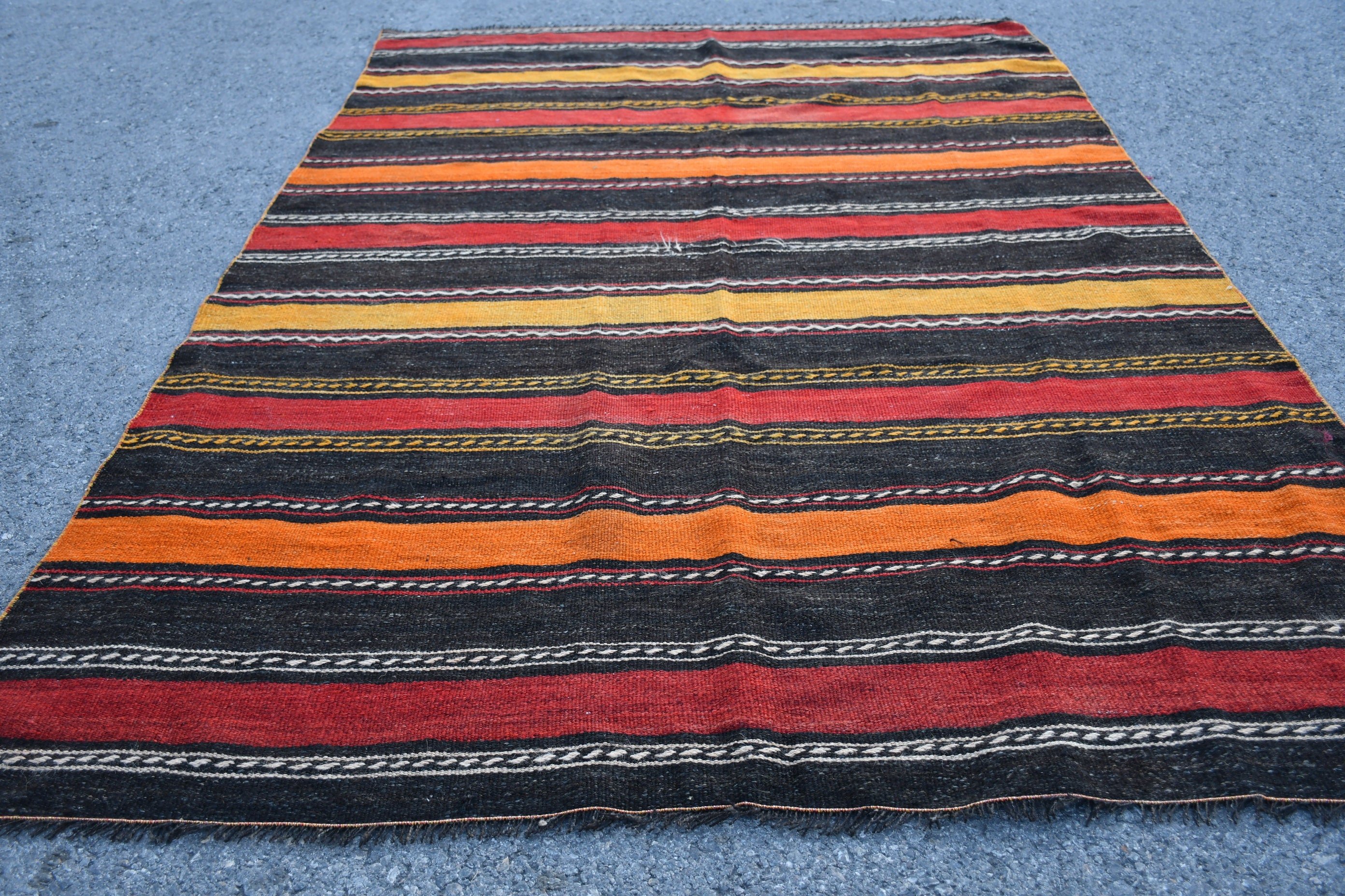 Living Room Rug, Turkish Rug, Kilim, 5.6x8.6 ft Large Rugs, Anatolian Rugs, Yellow Oriental Rug, Kitchen Rugs, Vintage Rug, Bedroom Rug