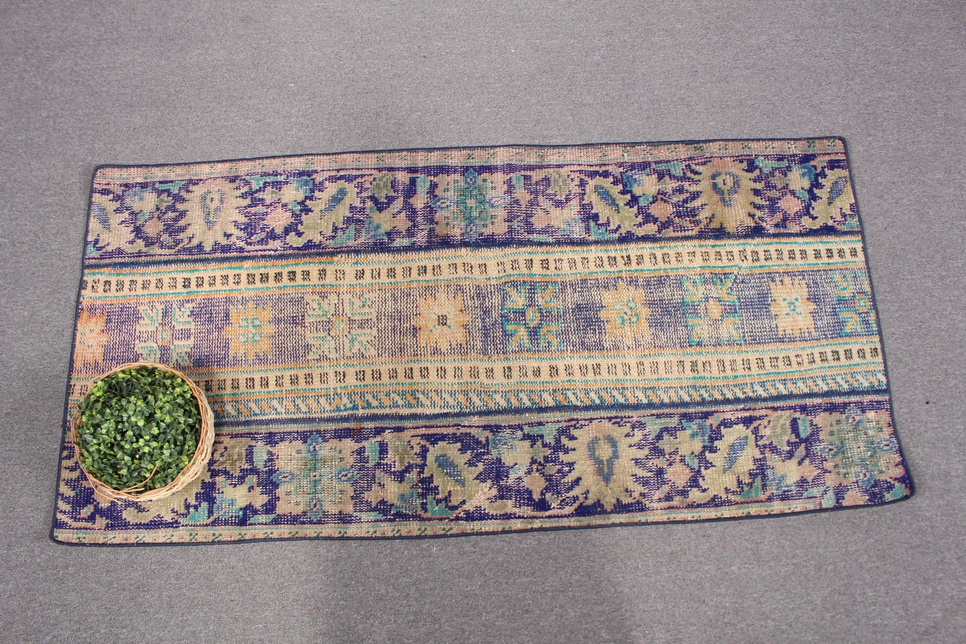 Vintage Rugs, Blue Antique Rug, 2.4x5 ft Small Rug, Moroccan Rug, Rugs for Entry, Wall Hanging Rug, Wool Rug, Car Mat Rug, Turkish Rugs