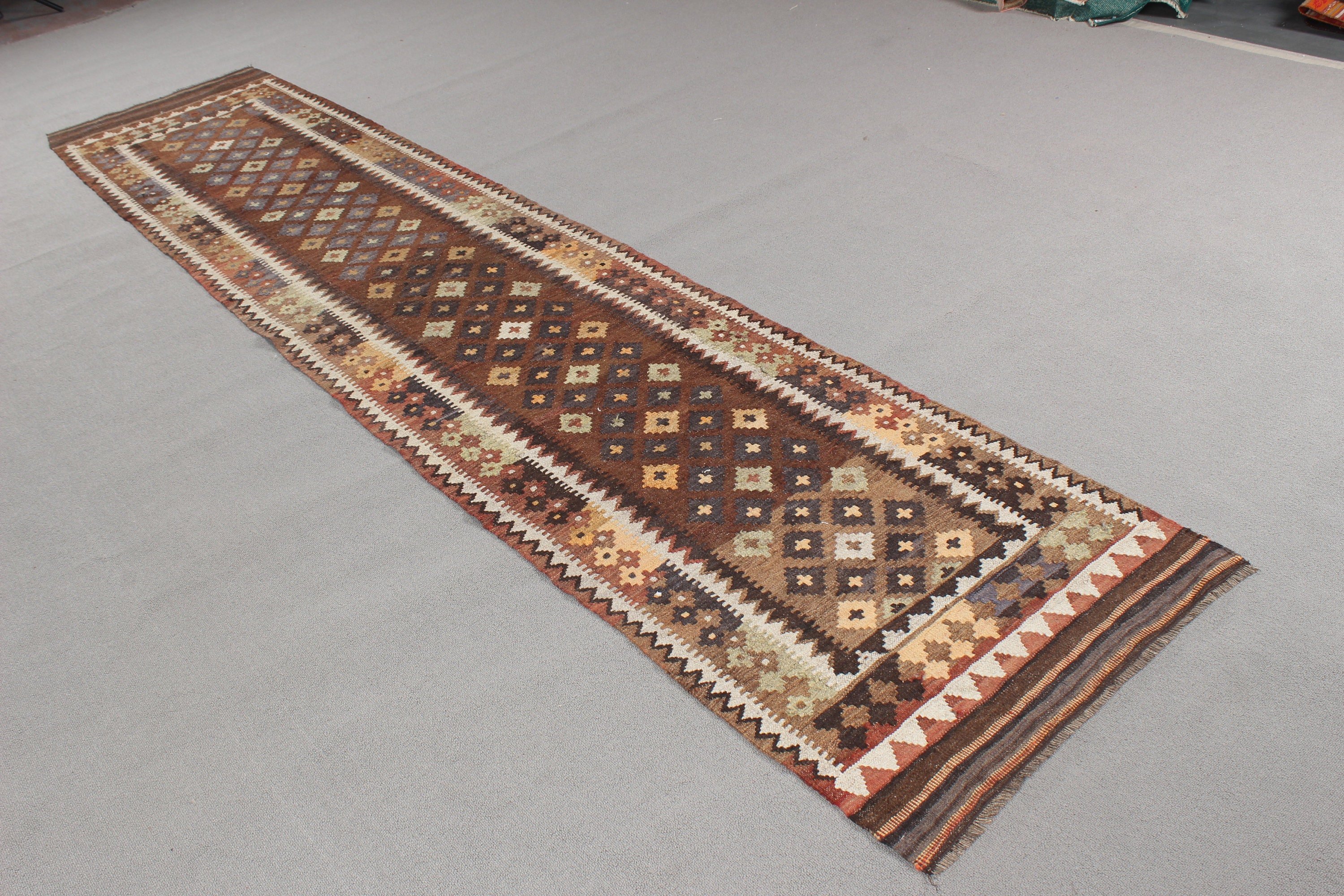 Vintage Halı, Türk Halısı, Bej 2.4x11.6 ft Runner Halıları, Mutfak Halıları, Oushak Halısı, Lüks Halılar, Kilim, Koridor Halısı