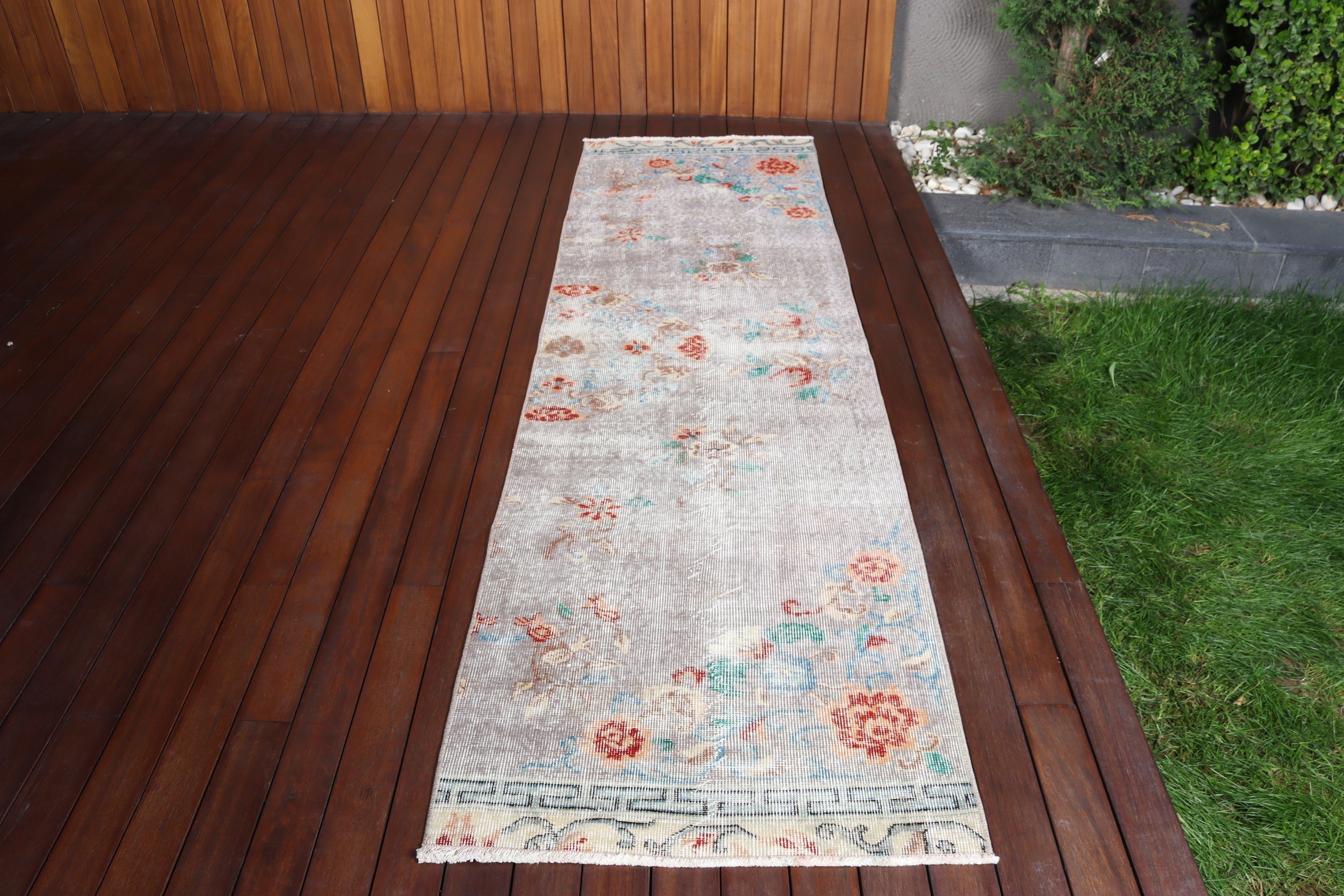 Uzun Yolluk Halısı, Havalı Halılar, Gri Oryantal Halılar, 2,6x9 ft Yolluk Halısı, Boho Halıları, Türk Halısı, Vintage Halı, Antika Halılar, Vintage Yolluk Halıları