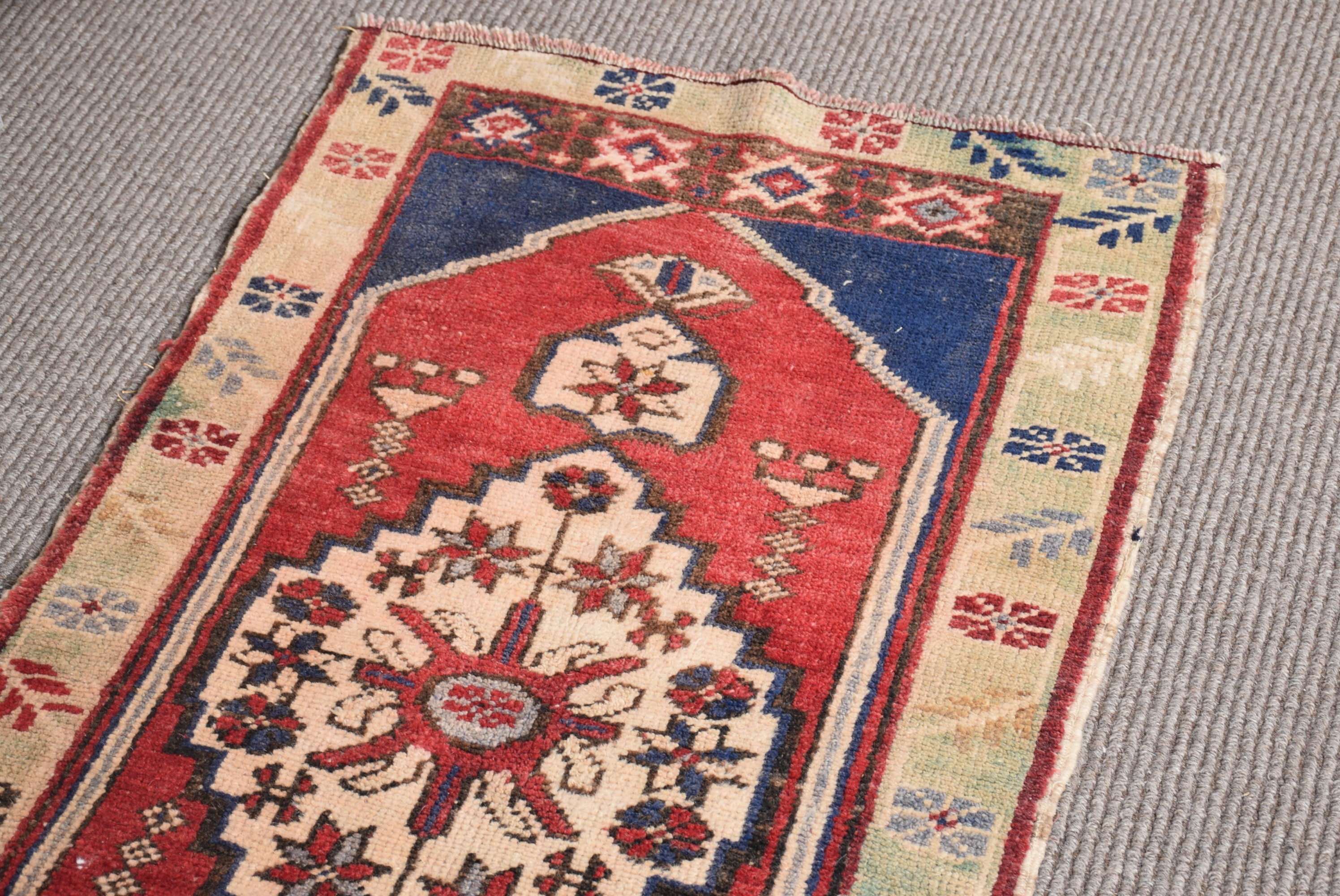 1.9x3.5 ft Small Rug, Art Rug, Wool Rugs, Bathroom Rugs, Red Wool Rugs, Turkish Rug, Rugs for Bath, Home Decor Rug, Vintage Rug, Entry Rugs