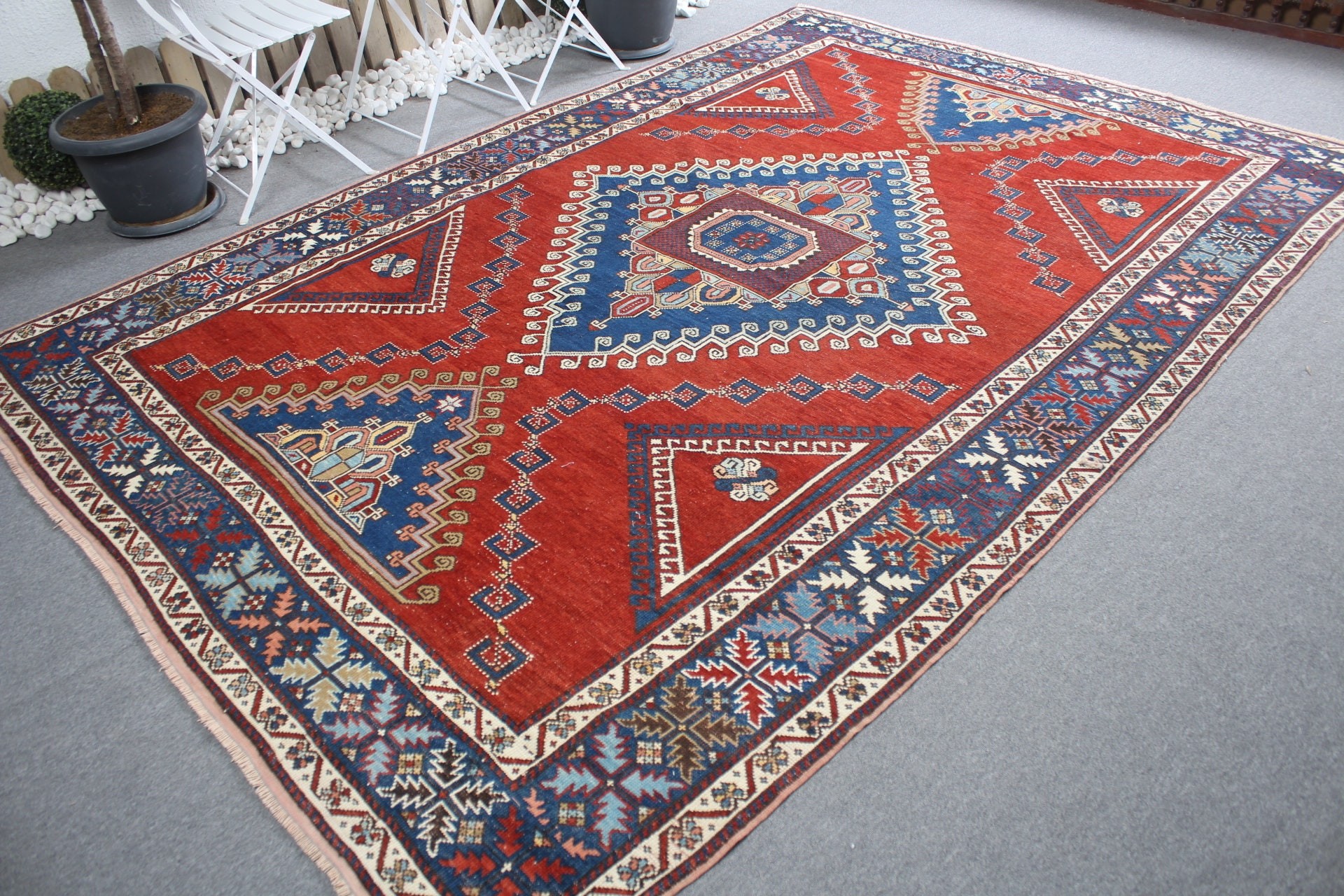 Vintage Rug, Dining Room Rug, Kitchen Rugs, Salon Rugs, 7.2x10.8 ft Oversize Rugs, Red Anatolian Rug, Aztec Rugs, Turkish Rugs, Floor Rug