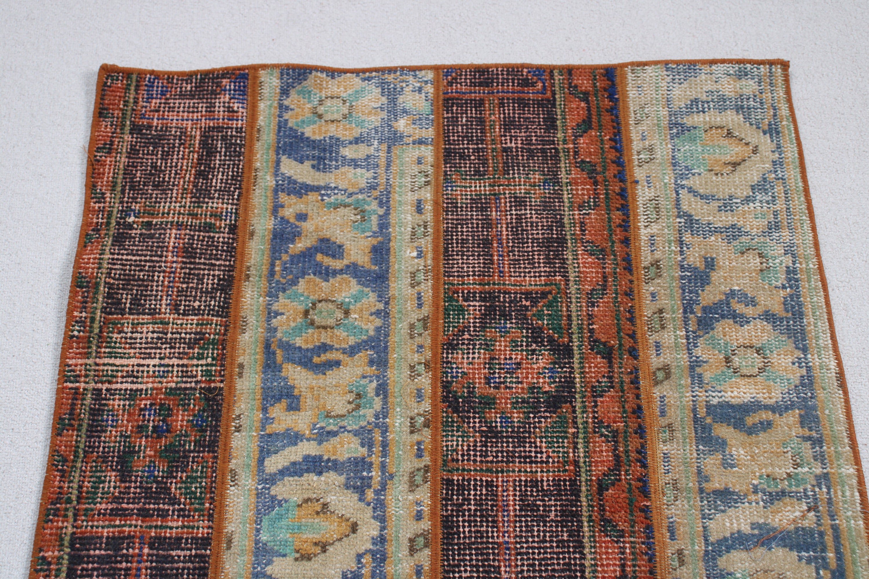 Giriş Halısı, 2.6x4.3 ft Küçük Halı, Ofis Halısı, Türk Halısı, Mavi Oryantal Halı, Düz Dokuma Halı, Vintage Halılar, Geometrik Halı, Çocuk Halıları