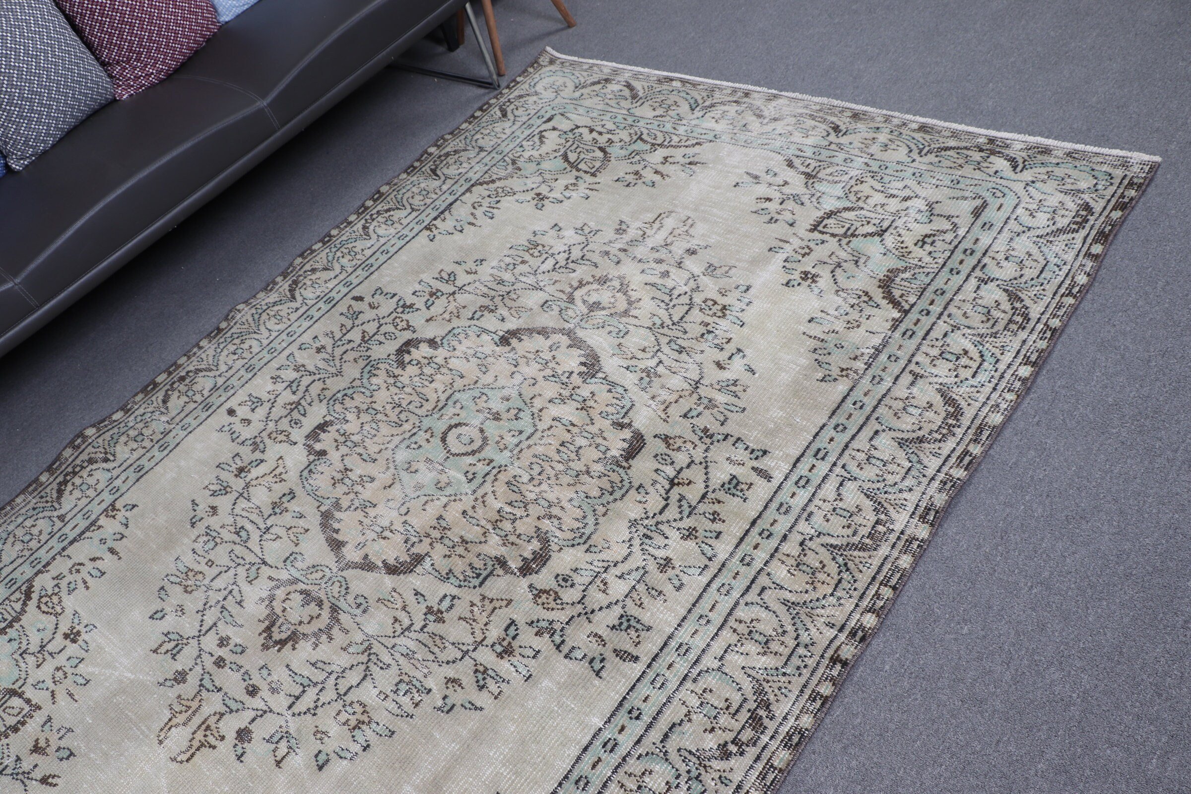 5.4x8 ft Large Rugs, Green Floor Rug, Salon Rugs, Floor Rug, Turkish Rugs, Vintage Rugs, Rugs for Dining Room, Bedroom Rug, Home Decor Rug