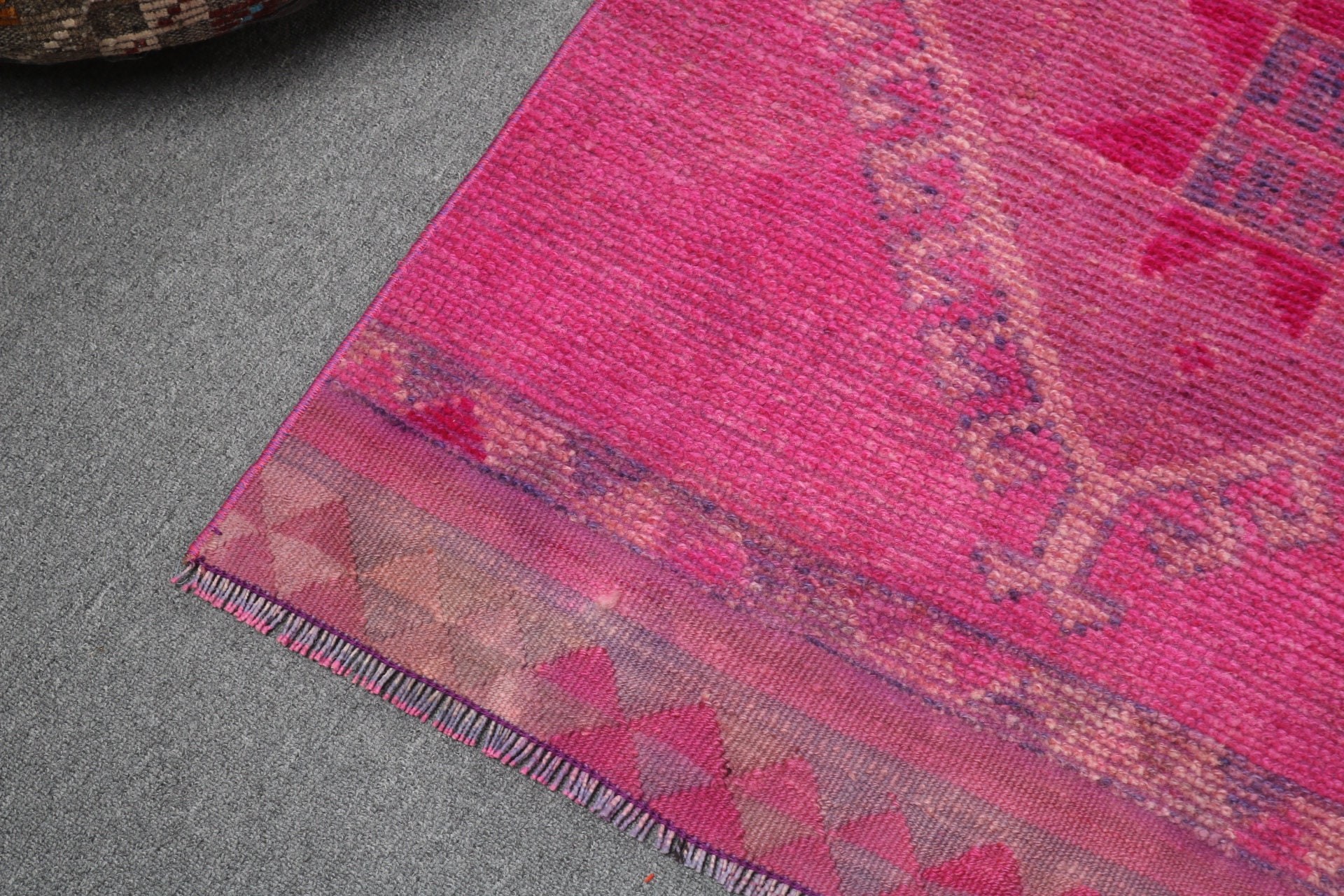 Turkish Rug, Pink Flatweave Rugs, Oriental Rugs, Corridor Rugs, Hallway Rug, 2.6x12.5 ft Runner Rug, Boho Rug, Vintage Rugs