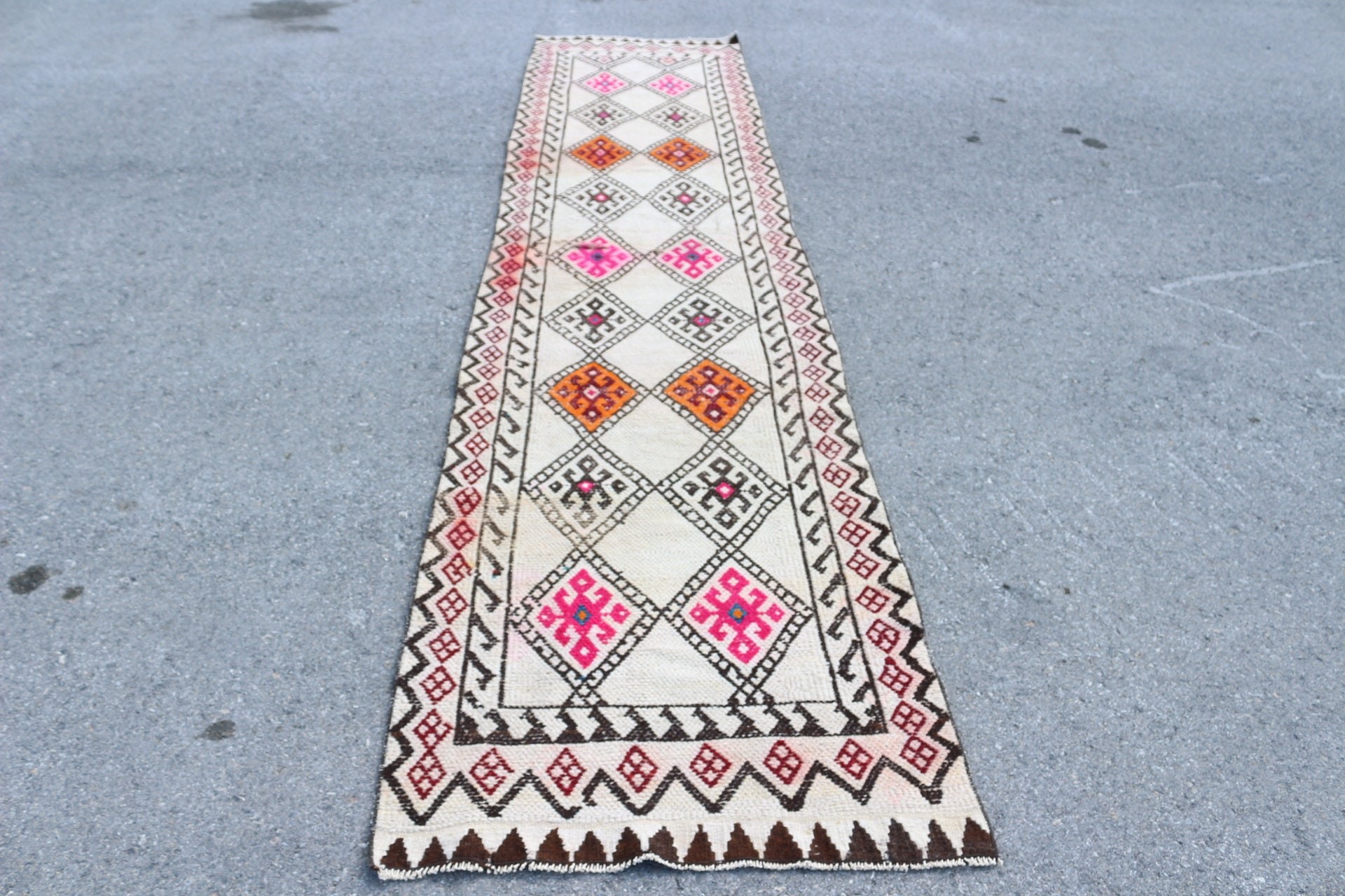 Kitchen Rug, Moroccan Rug, 2.9x13.5 ft Runner Rug, Antique Rugs, Ethnic Rug, Rugs for Corridor, Turkish Rug, Beige Cool Rugs, Vintage Rugs